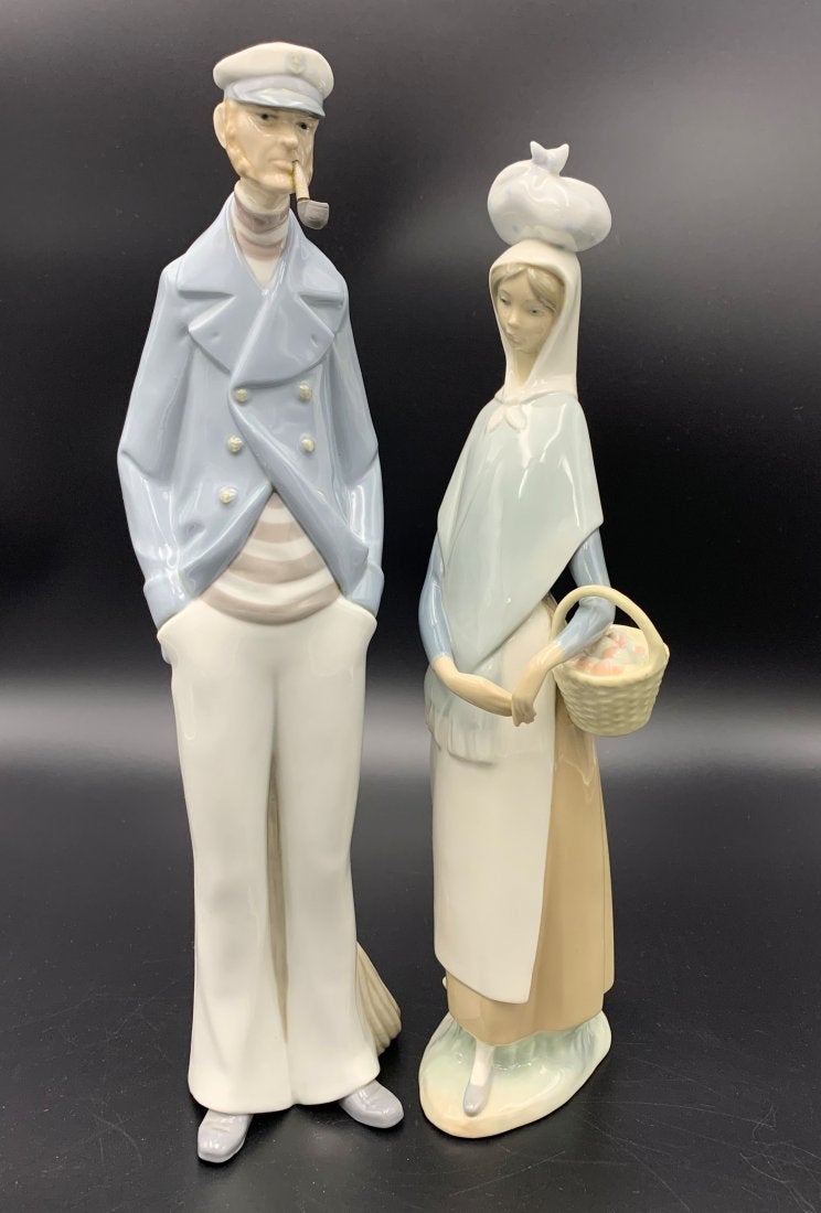 2 Lladro Figurines "Sea Captain" & "Market Day"