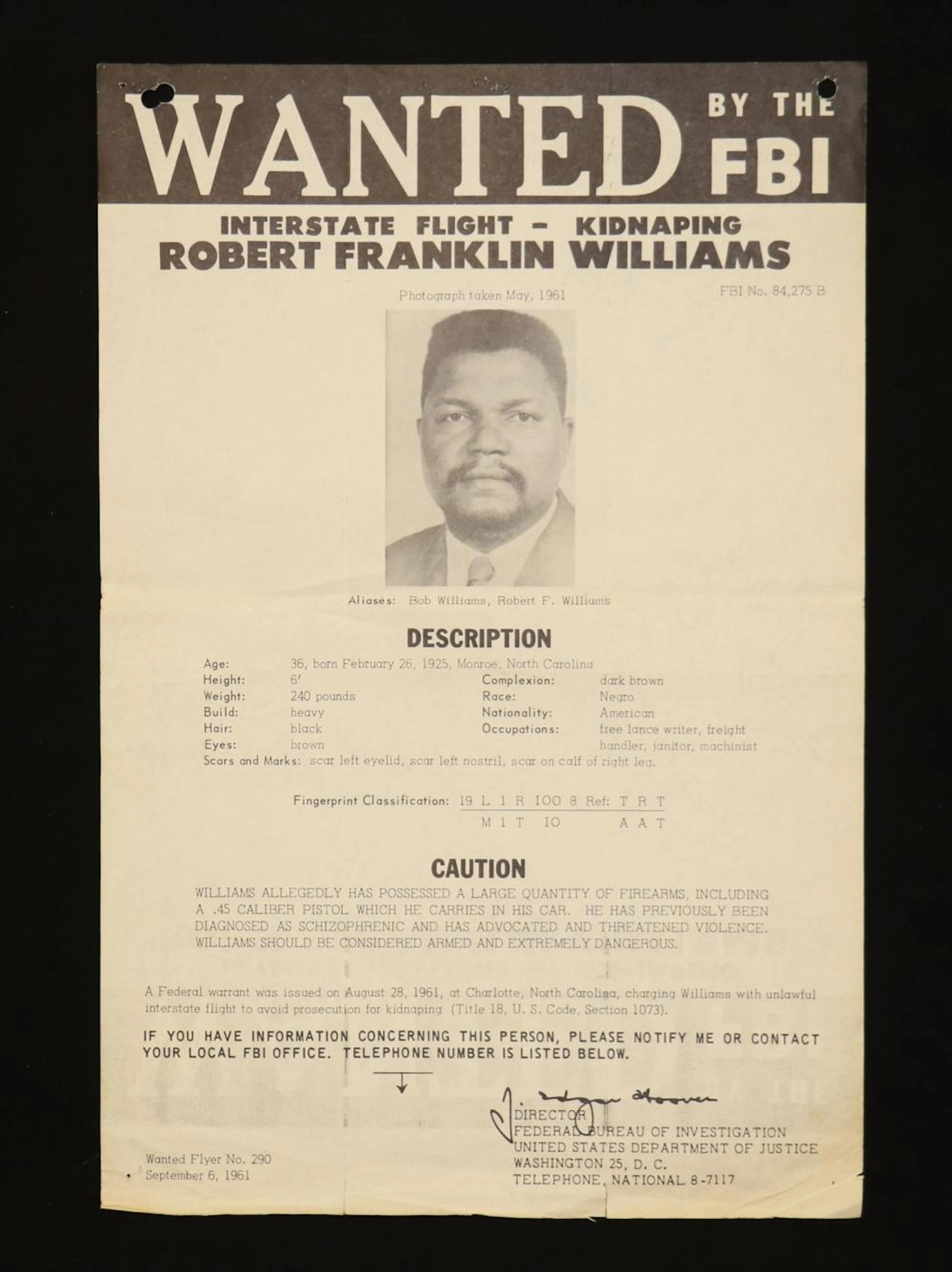 Civil Rights Leader, WANTED Poster, 1961