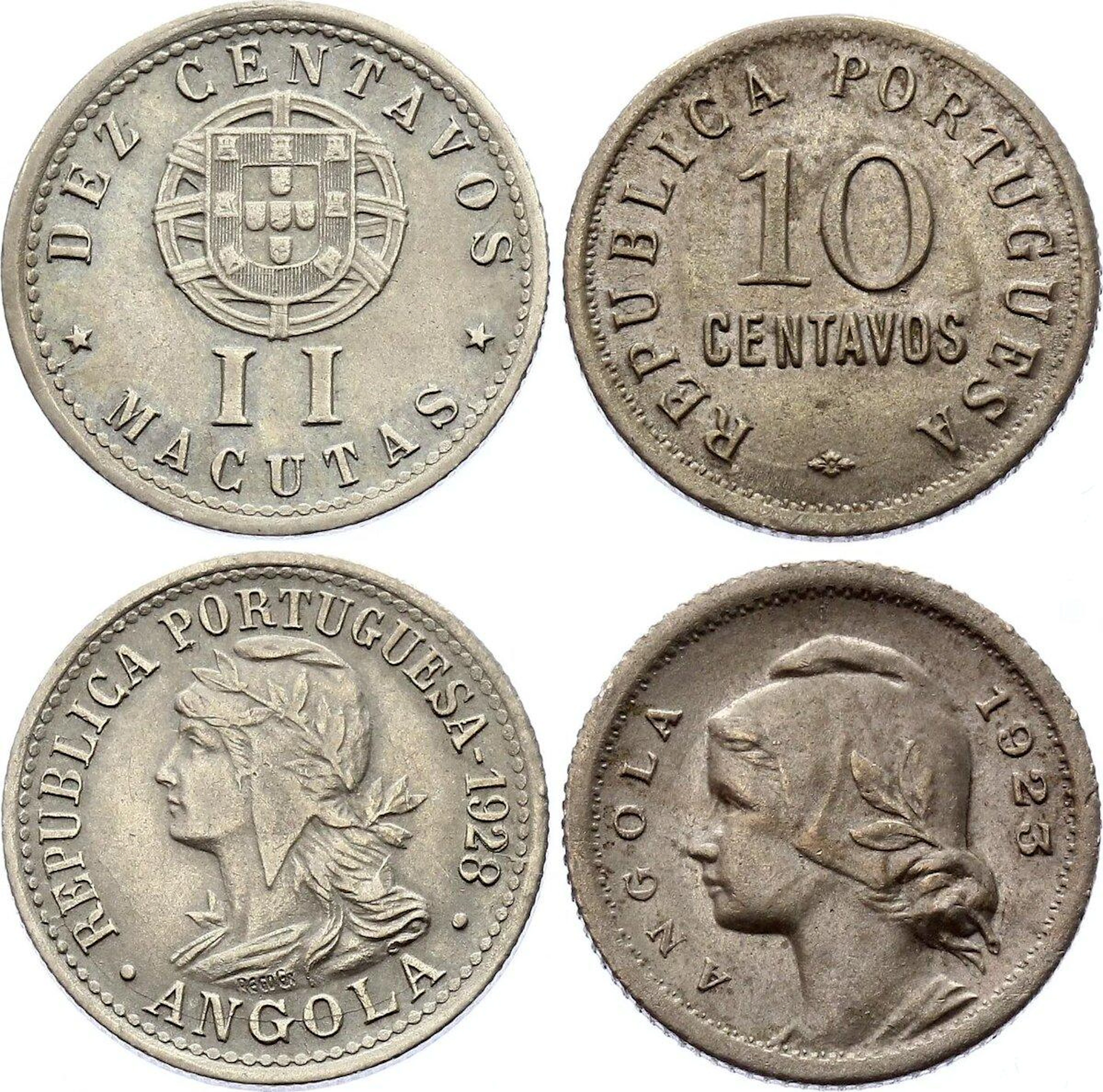 Angola Lot of 2 Coins 1923 - 1928