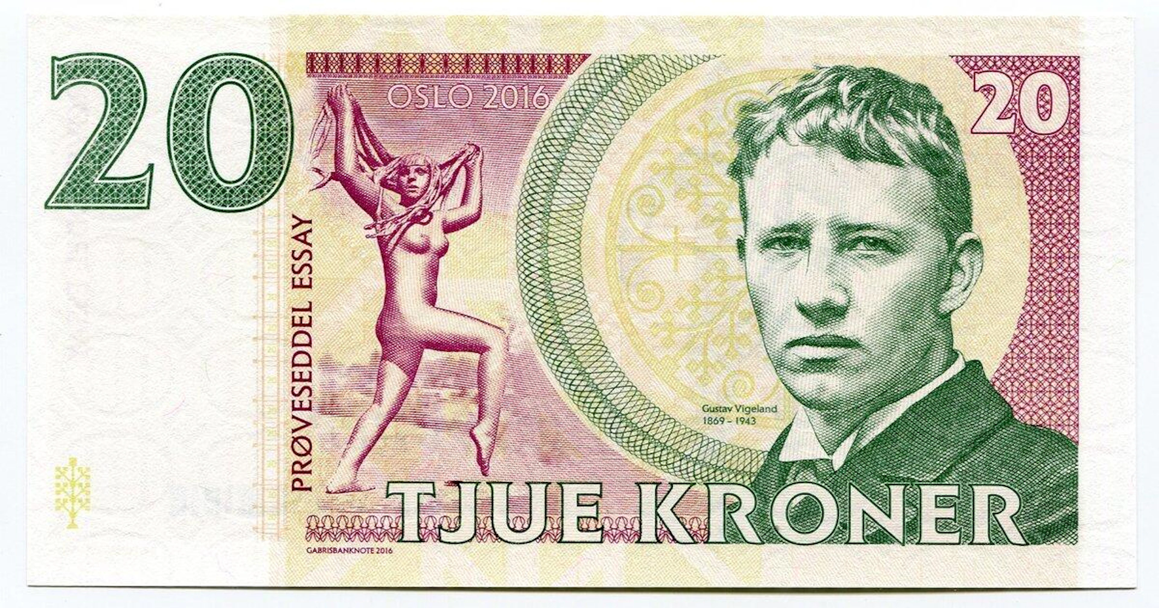 Norway 20 Kroner 2016 Specimen "Gustav Vigeland"