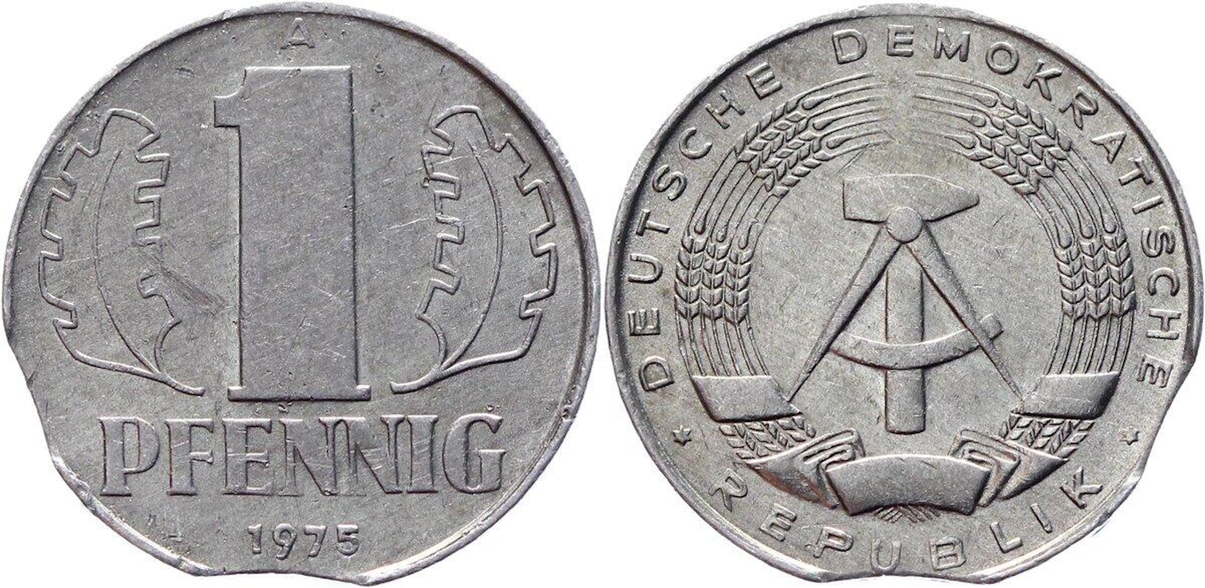 Germany - DDR 1 Pfennig 1975 A Error