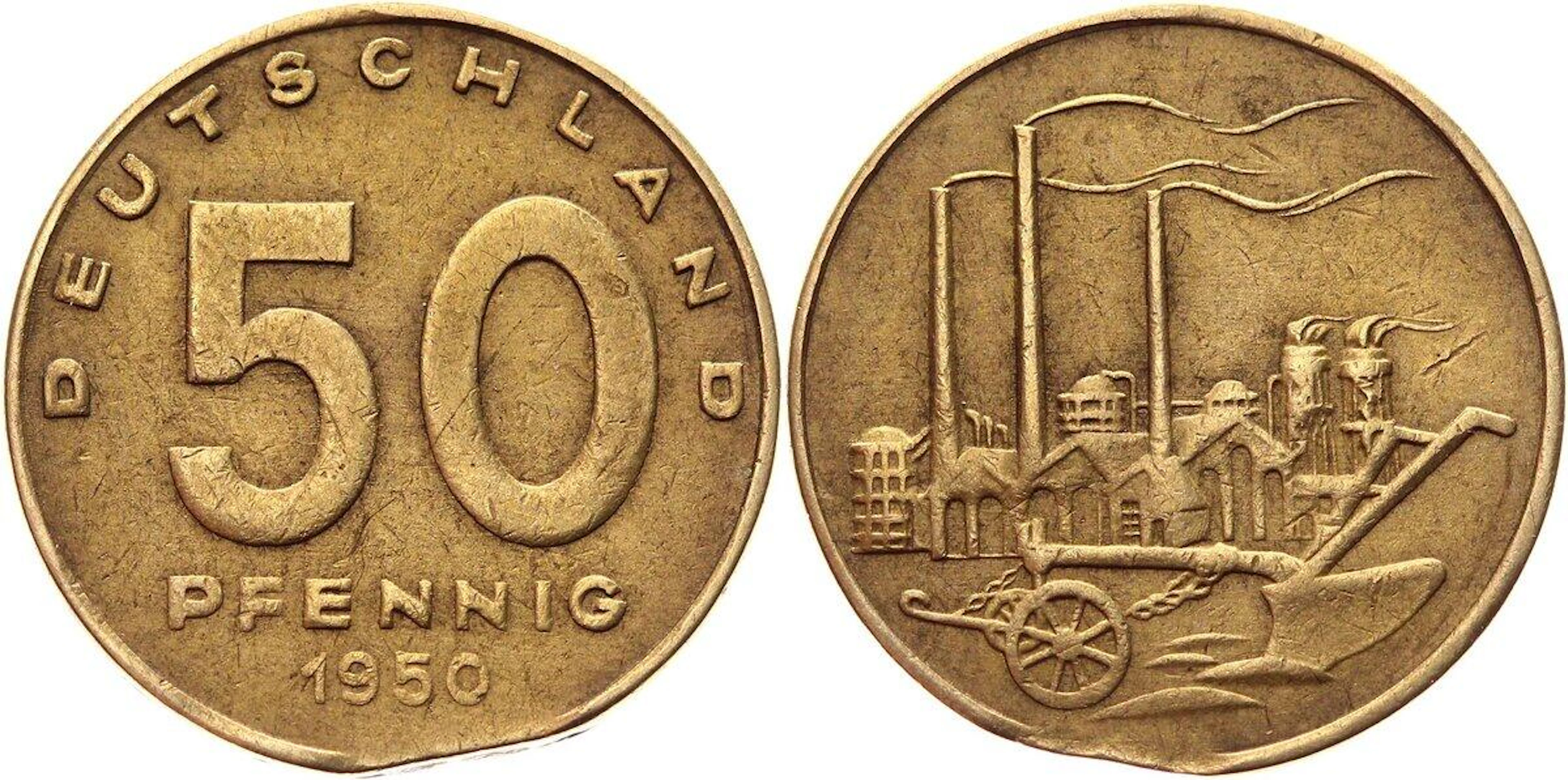 Germany - DDR 50 Pfennig 1950 A Error