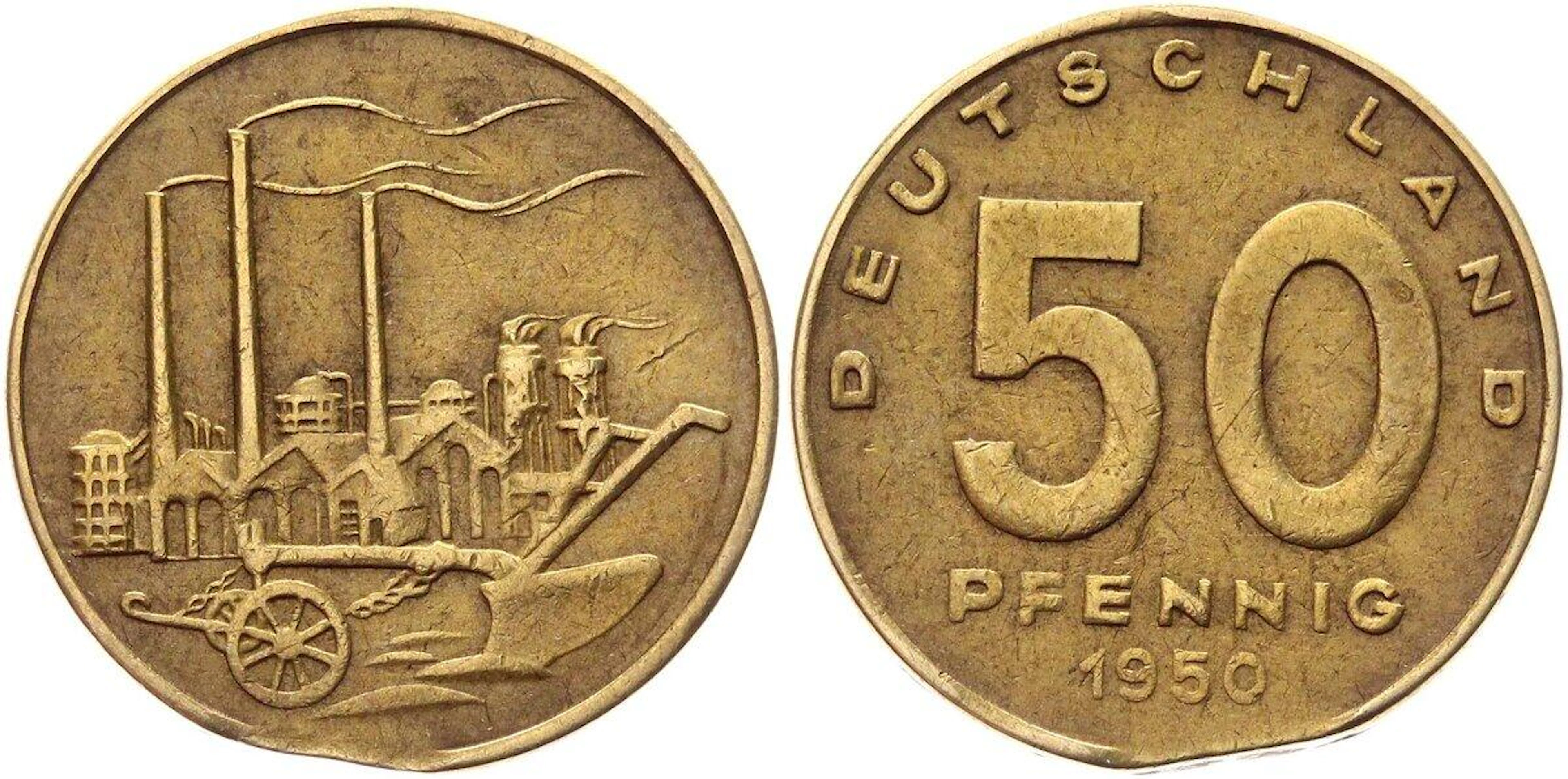 Germany - DDR 50 Pfennig 1950 A Error