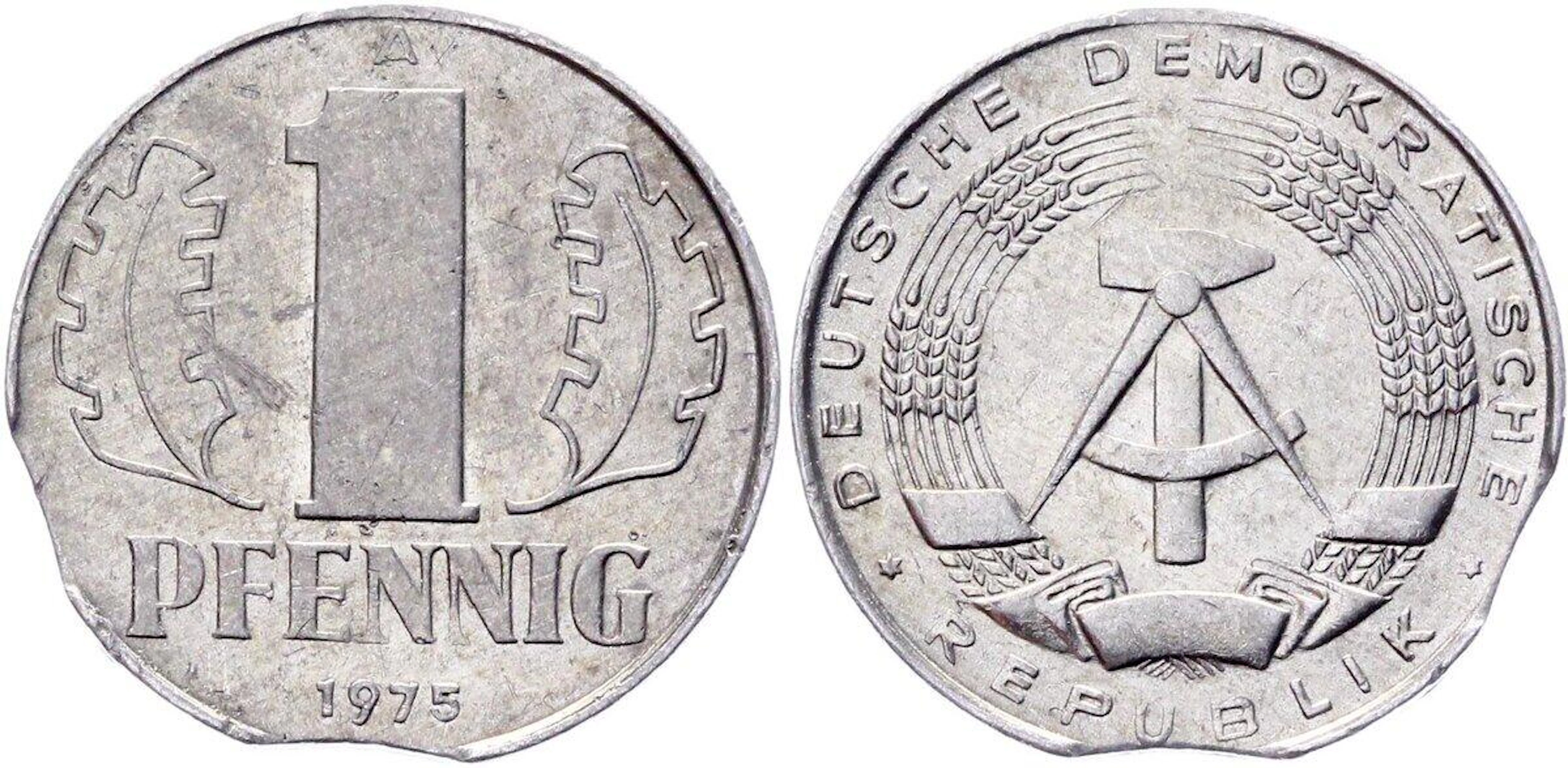 Germany - DDR 1 Pfennig 1975 A Error