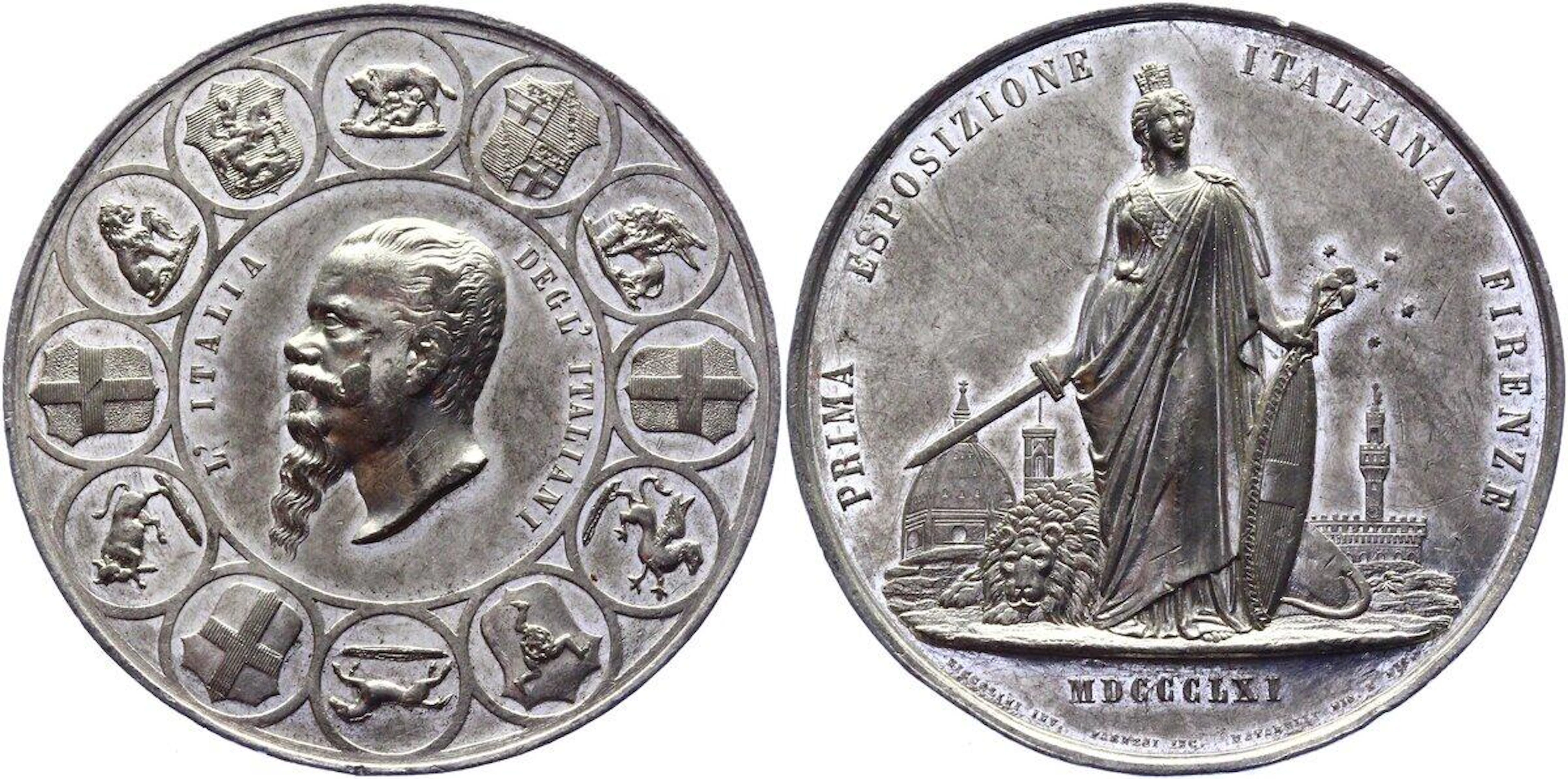 Italy Medal First Italian Exhibition Florence 1861 MDCCCLXI