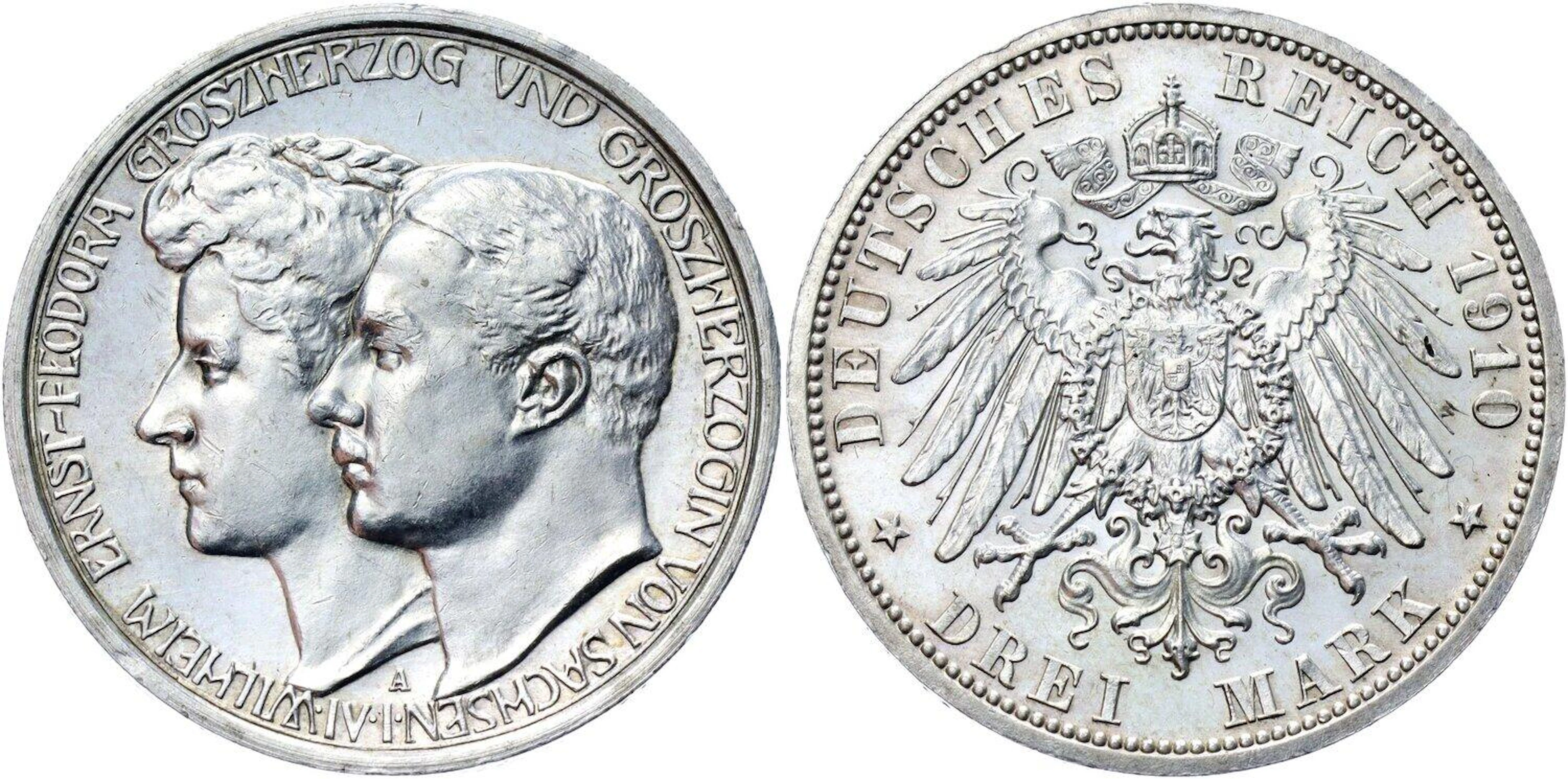 Germany - Empire Saxe-Weimar-Eisenach 3 Mark 1910 A Commemorative Issue