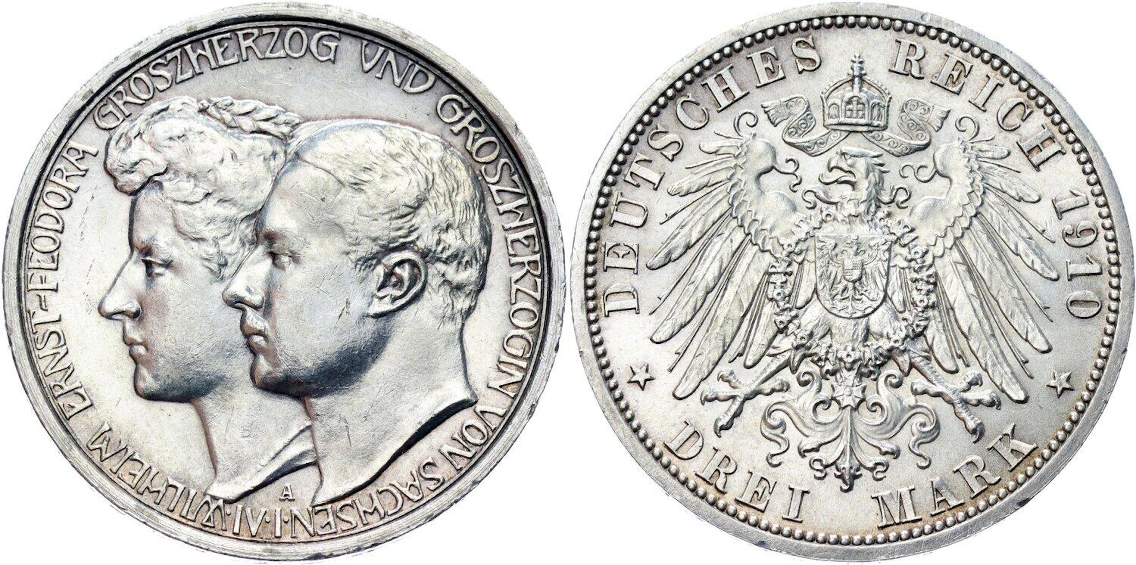 Germany - Empire Saxe-Weimar-Eisenach 3 Mark 1910 A Commemorative Issue