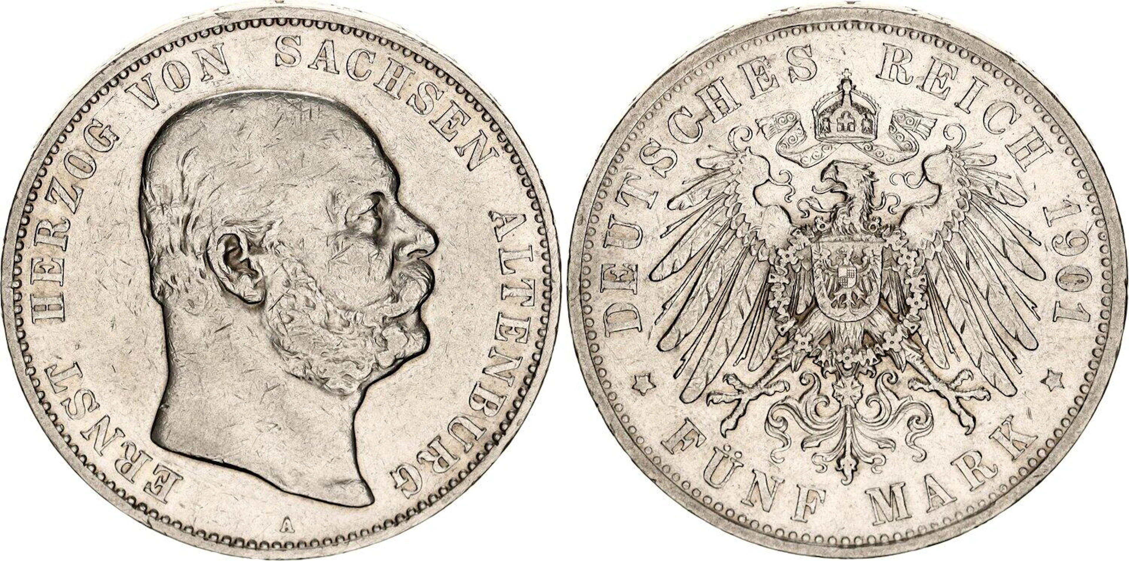 Germany - Empire Saxe-Altenburg 5 Mark 1901 A