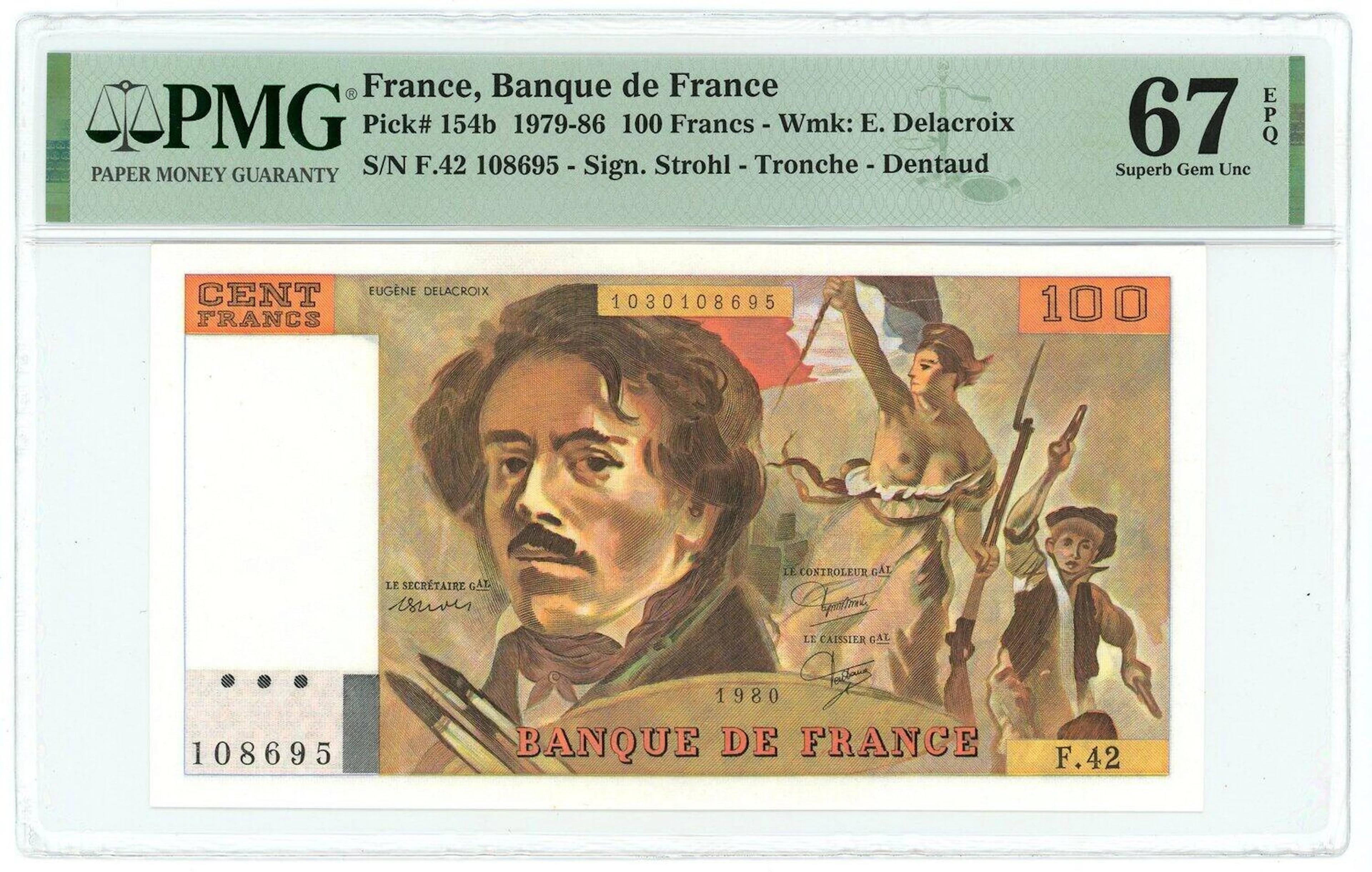 France 100 Francs 1979 - 1986 PMG 67 EPQ Superb Gem UNC