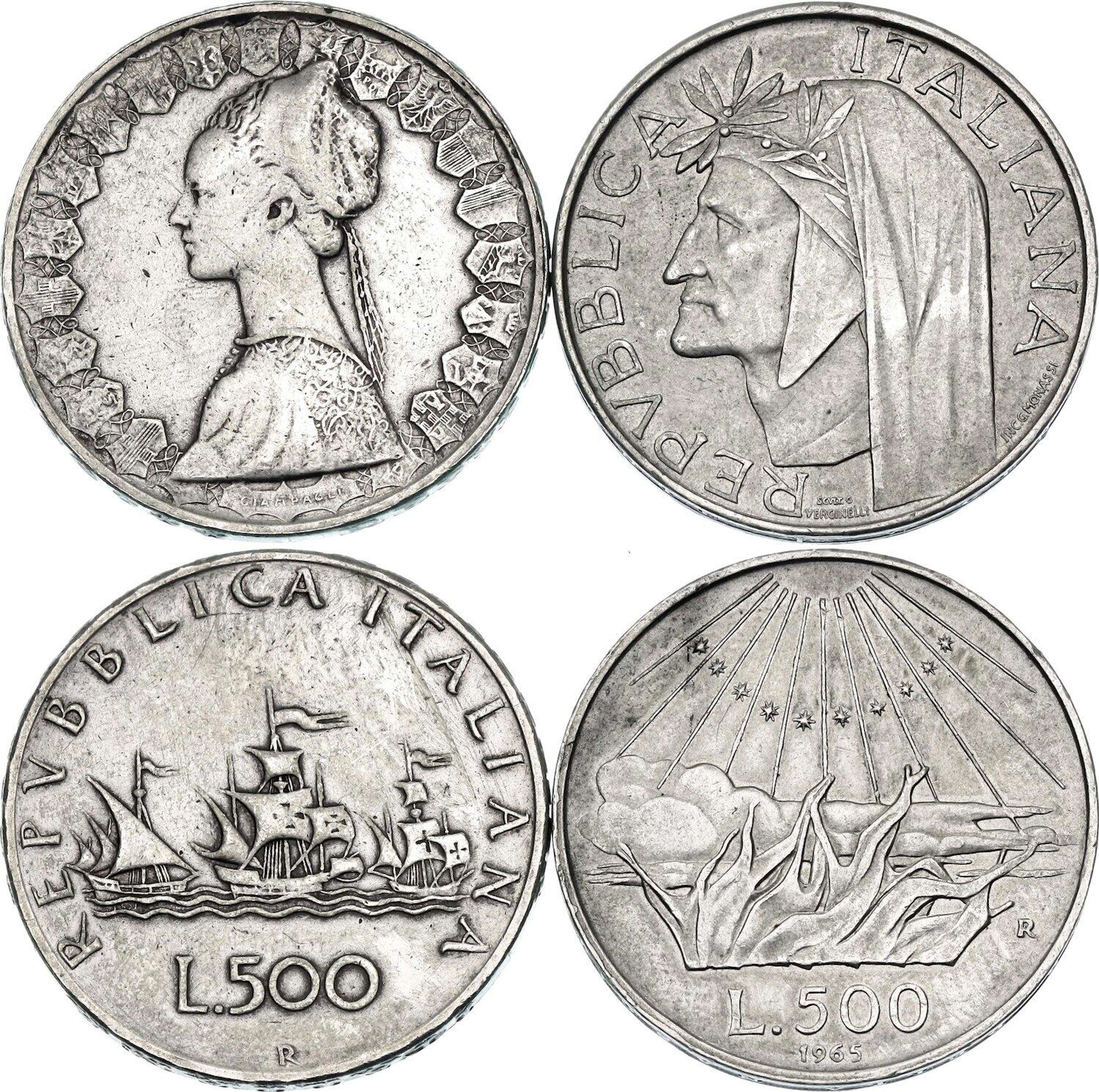 Italy 2 x 500 Lire 1965 - 1966 R