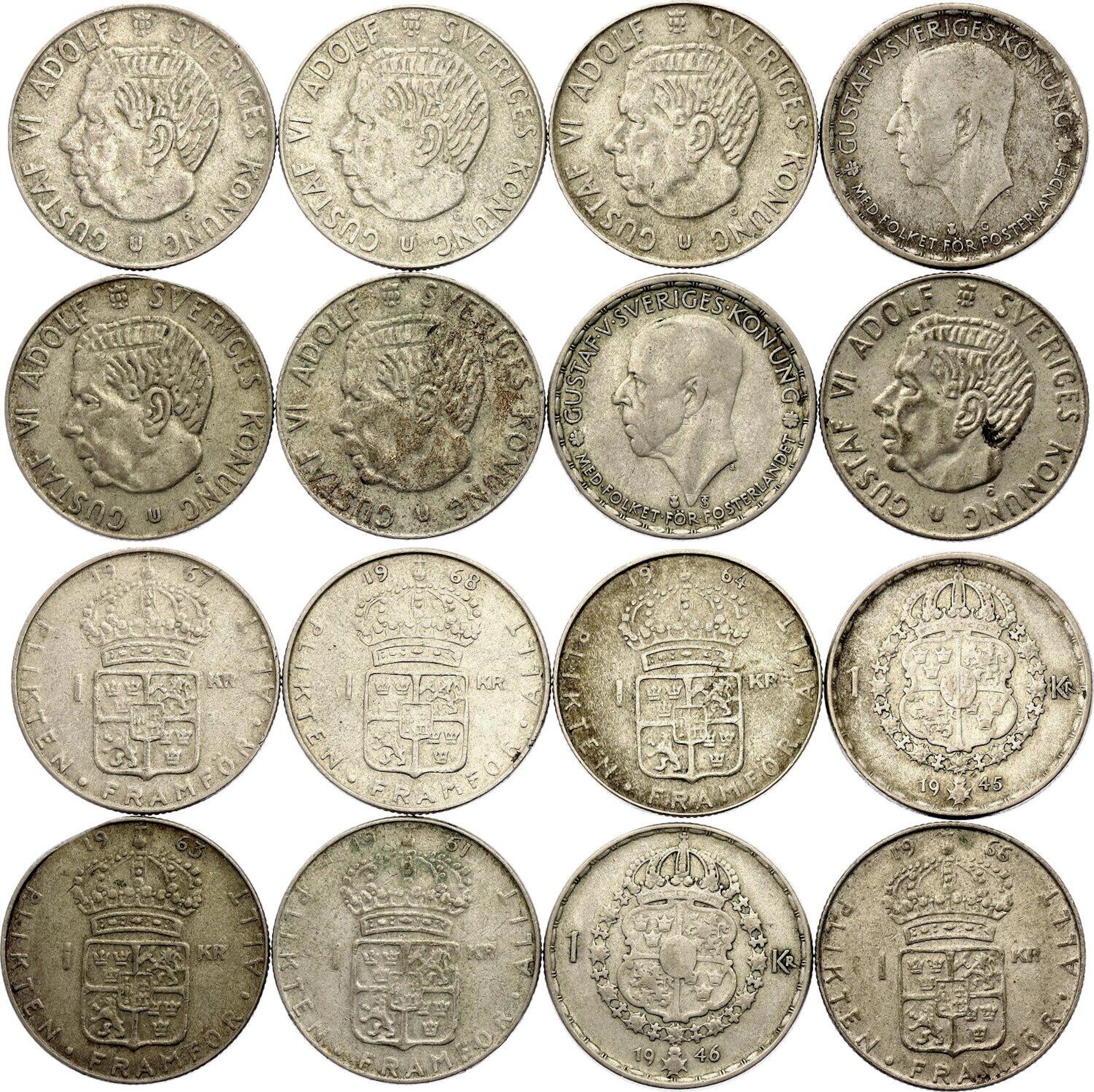 Sweden 8 x 1 Krona 1945 - 1968