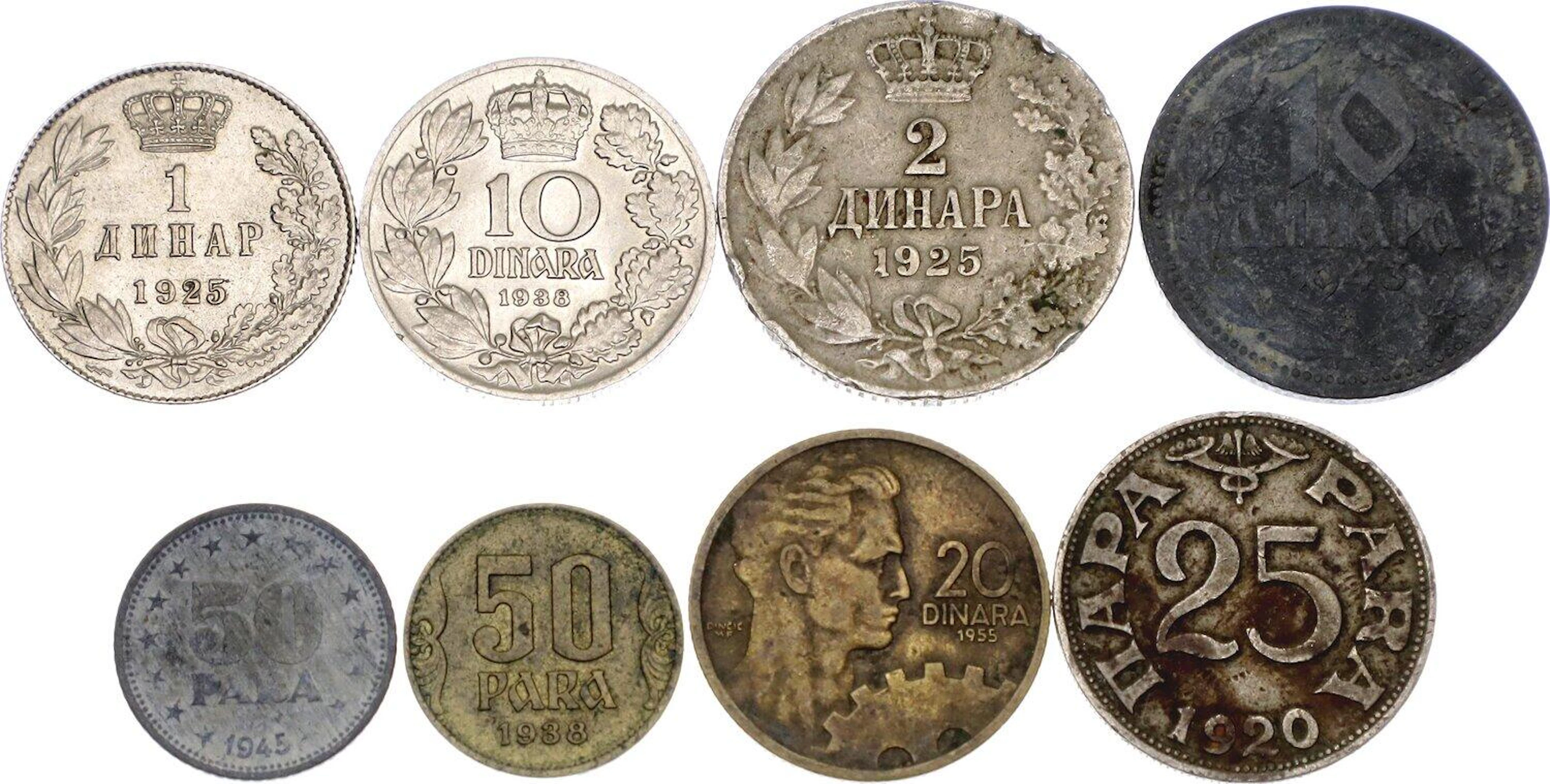Yugoslavia Lot of 8 Coins 1920 - 1955