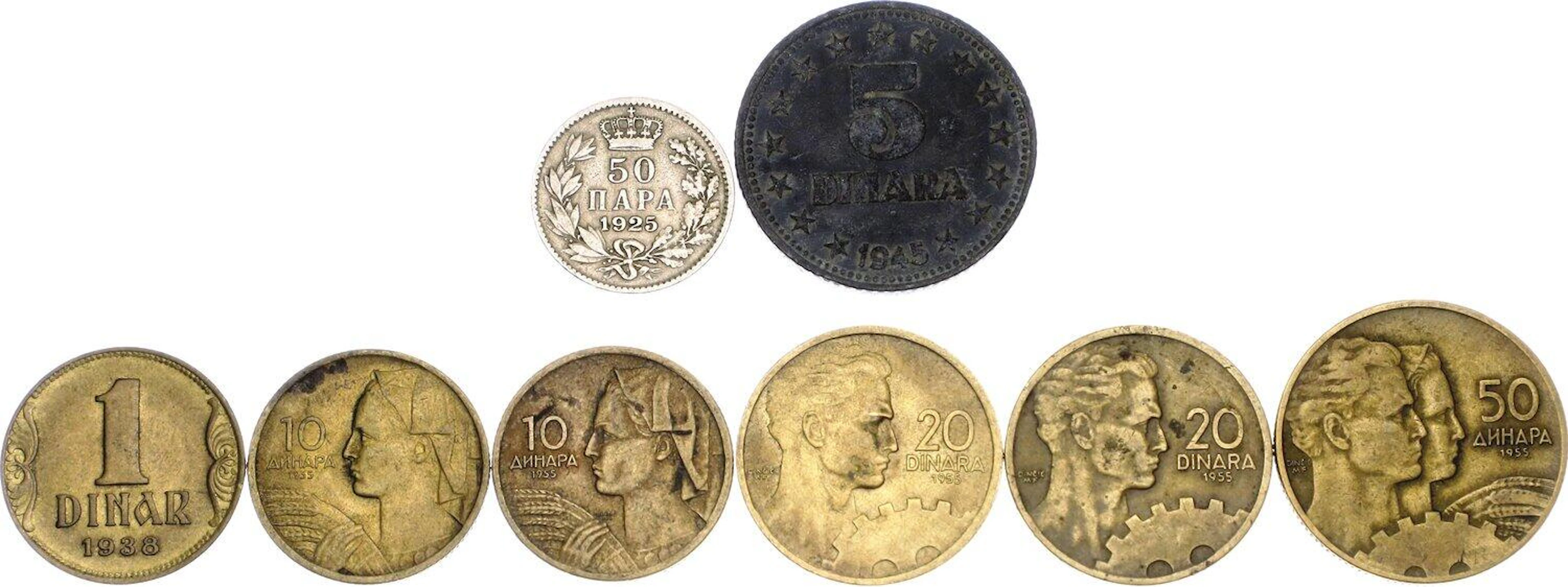 Yugoslavia Lot of 8 Coins 1928 - 1955