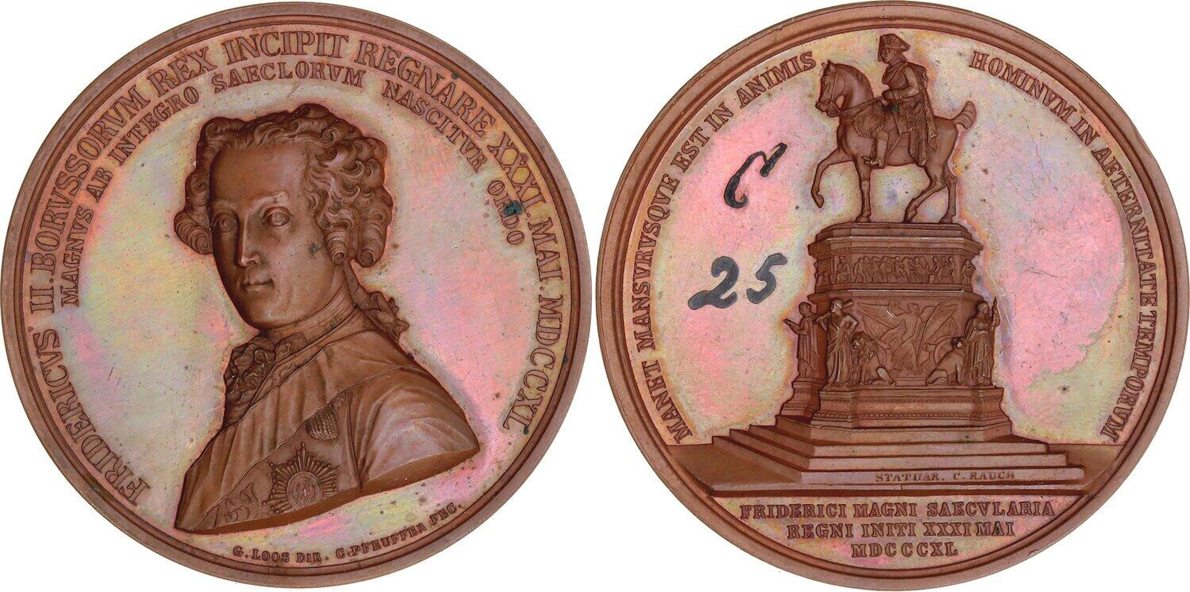 German States Prussia Bronze Medal "Monument to Frederick II the Great" 1840