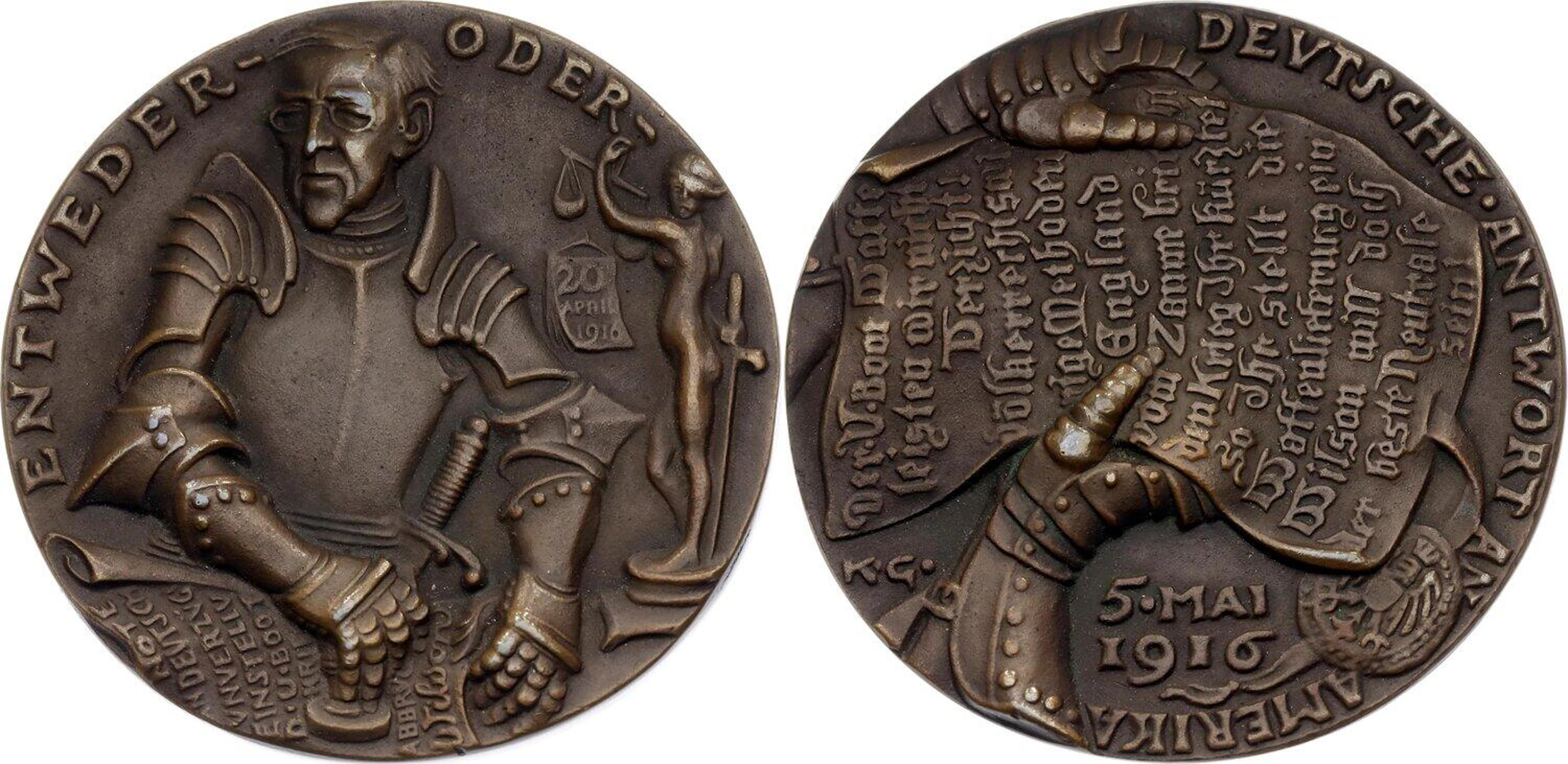 Germany - Empire Bronze Medal "The German Reply to America" 1916