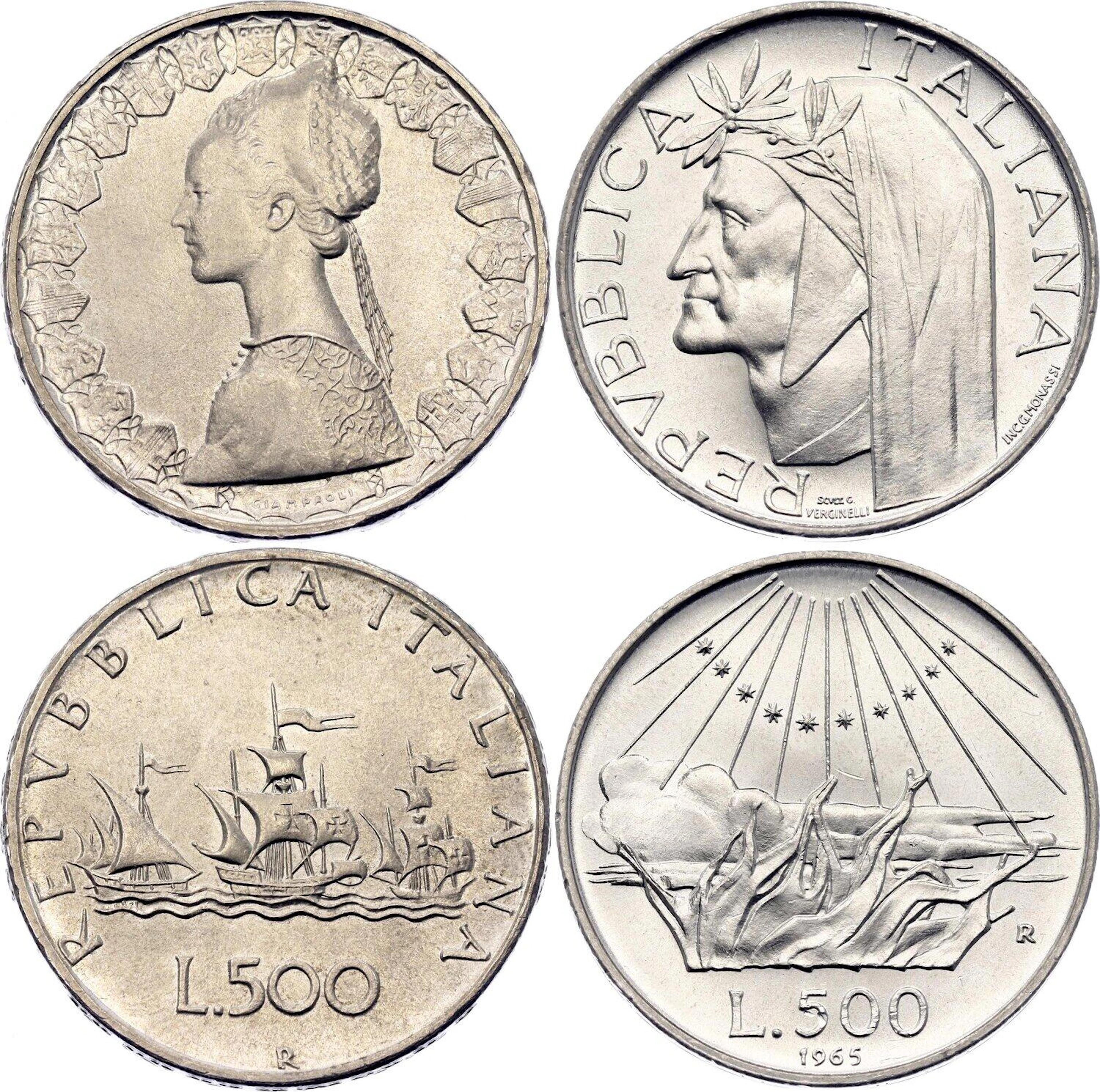 Italy 2 x 500 Lire 1965 - 1966 R