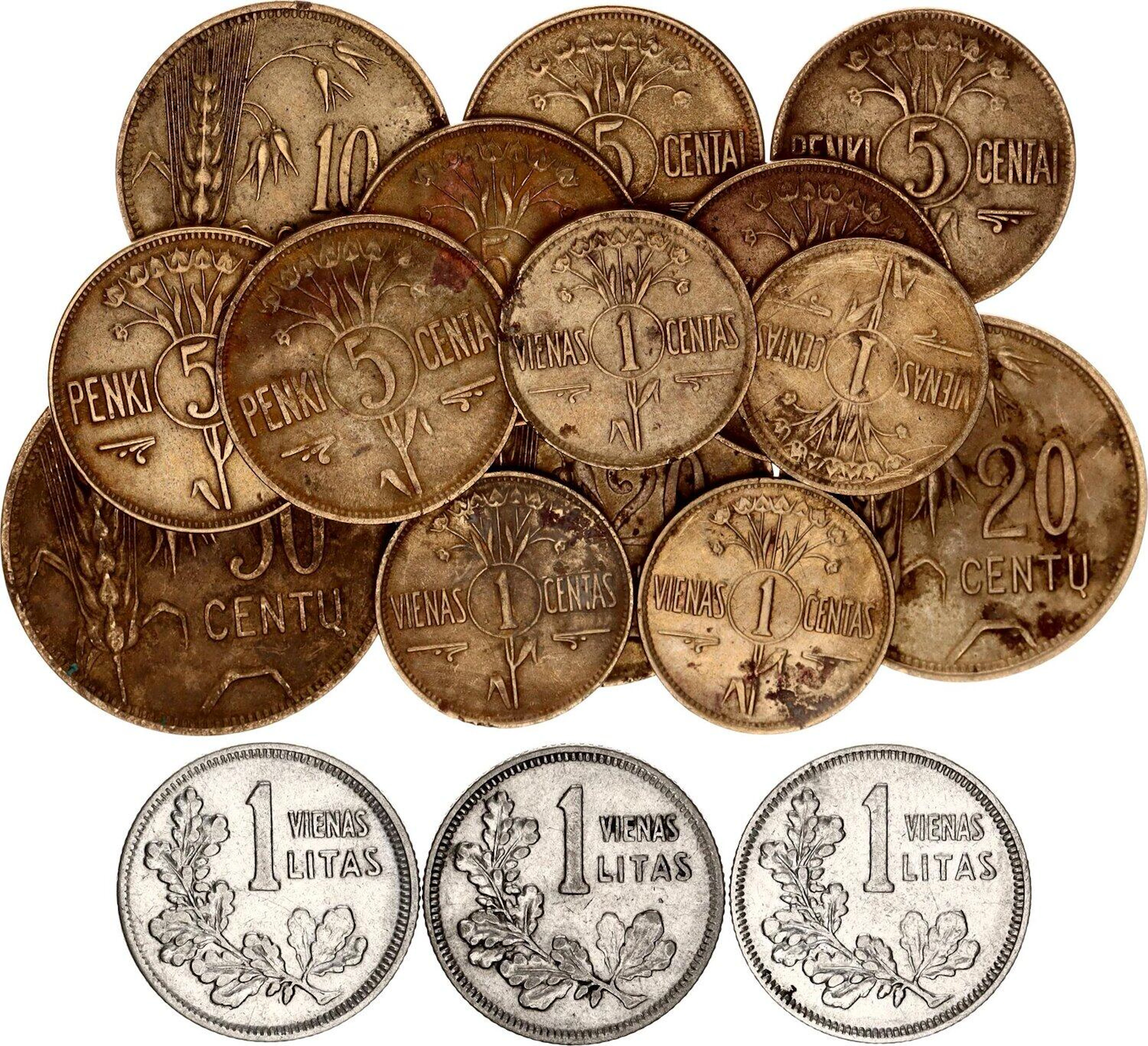 Lithuania Lot of 17 Coins 1925
