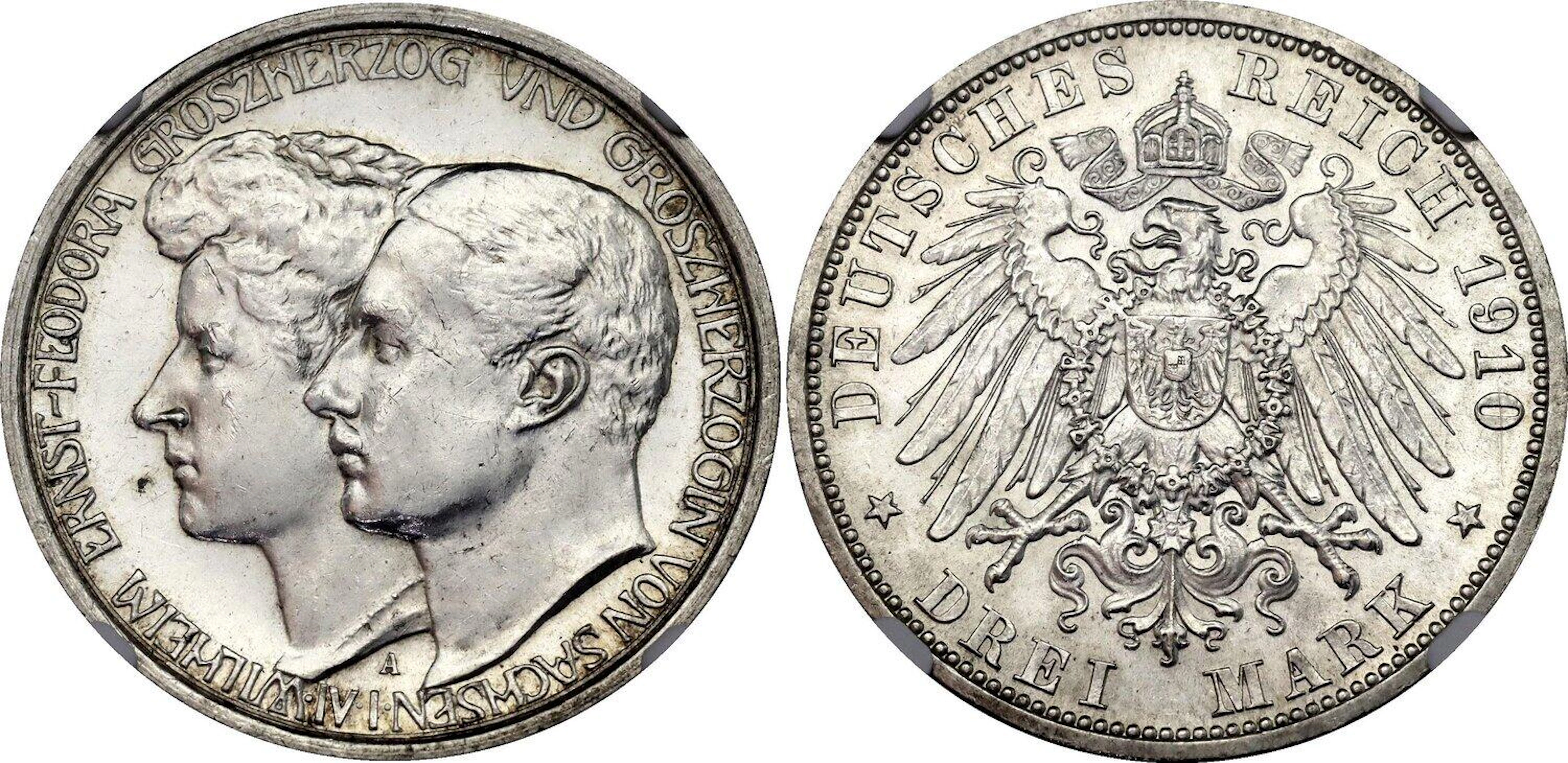 Germany - Empire Saxe-Weimar-Eisenach 3 Mark 1910 A NGC MS62