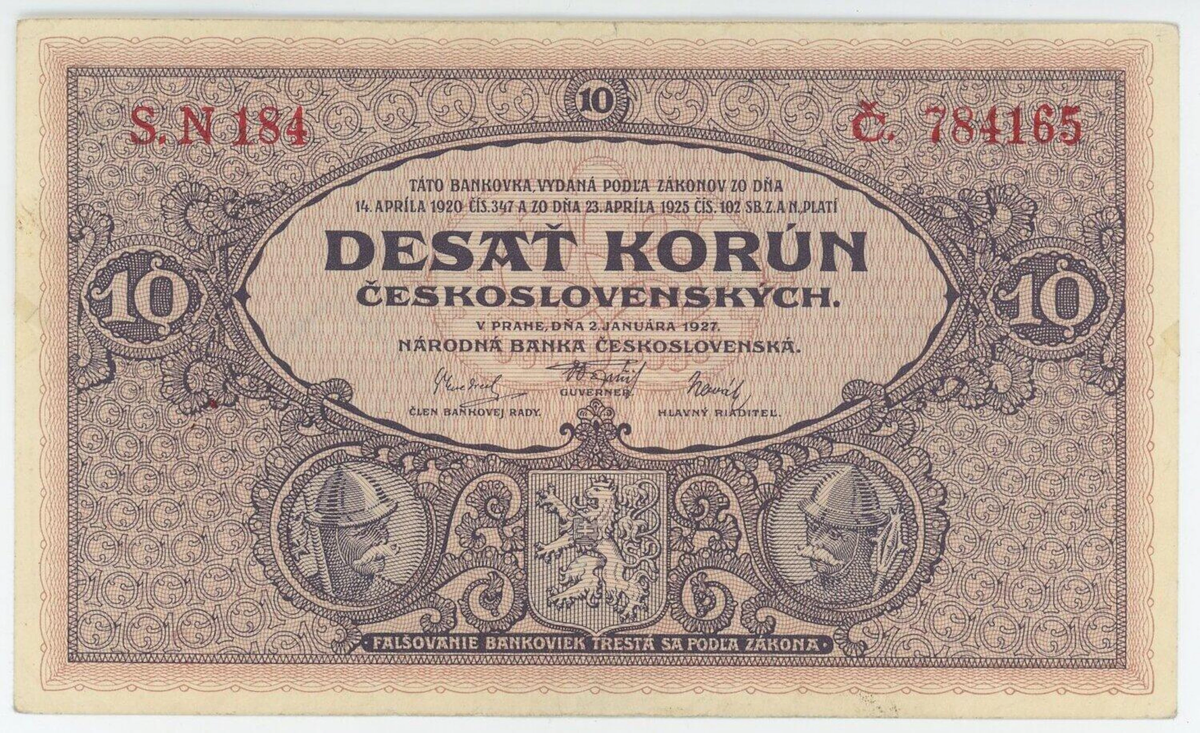 Czechoslovakia 10 Korun 1927