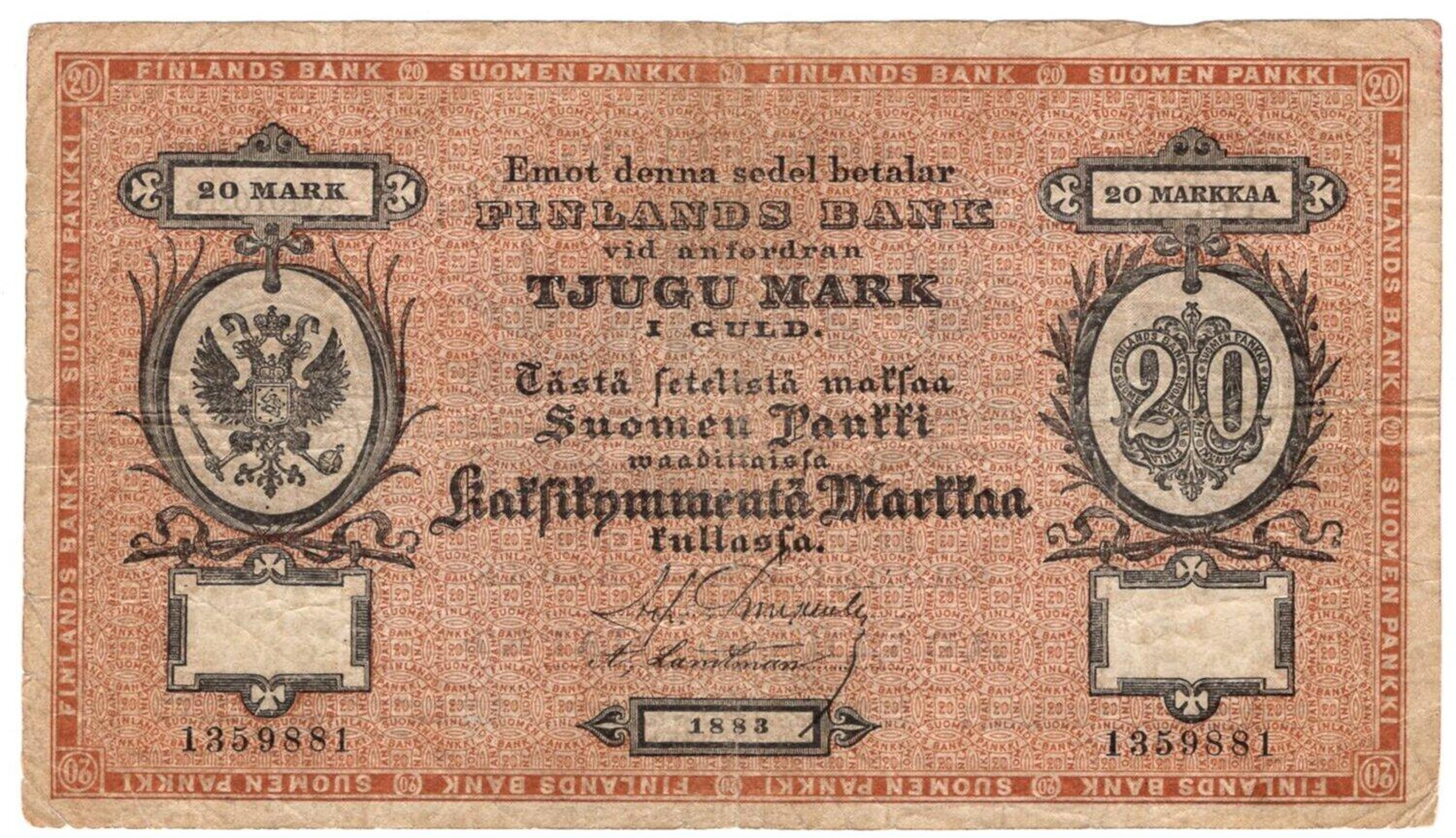 Finland 20 Markkaa 1883