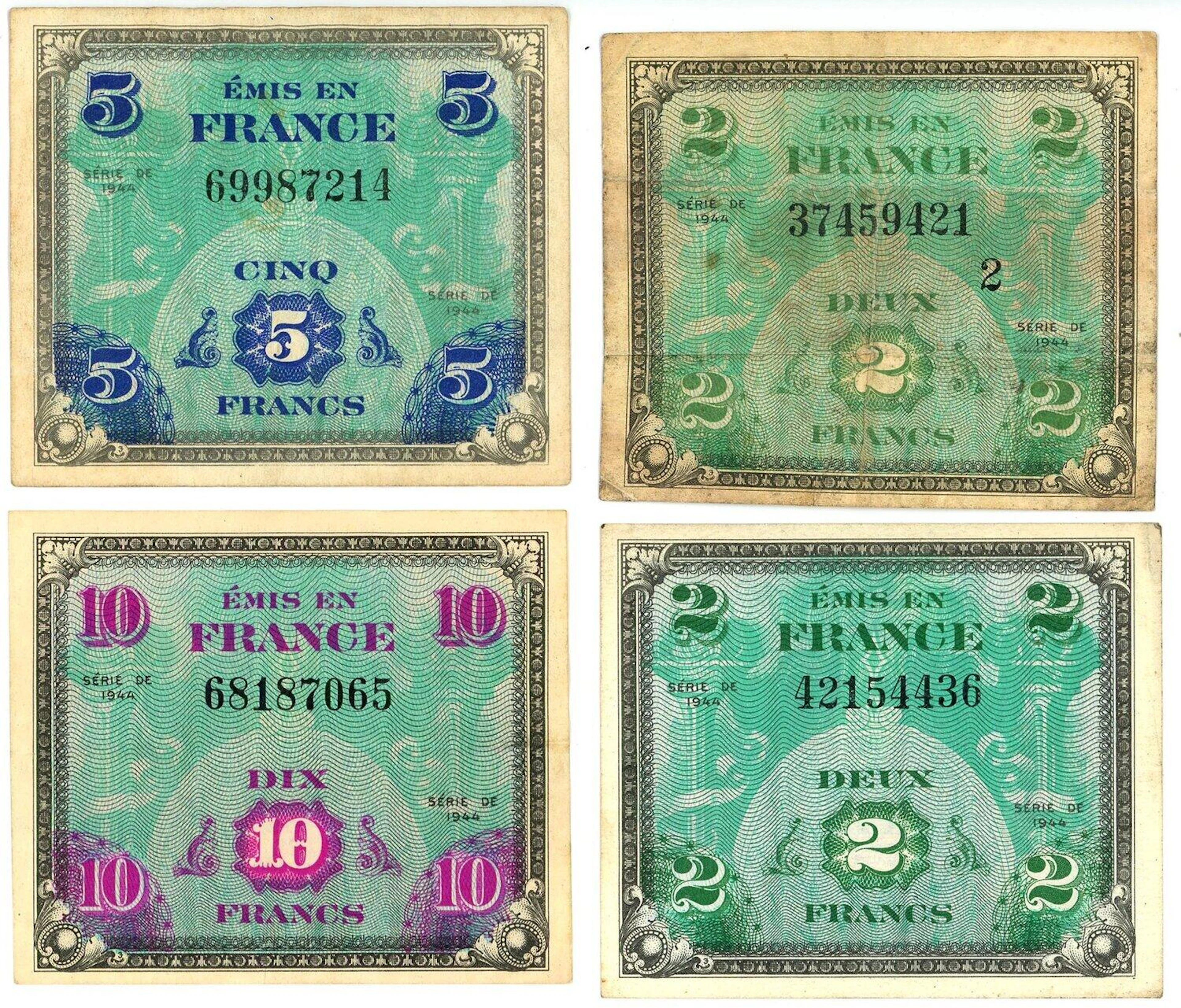 France Lot of 4 Banknotes 1944