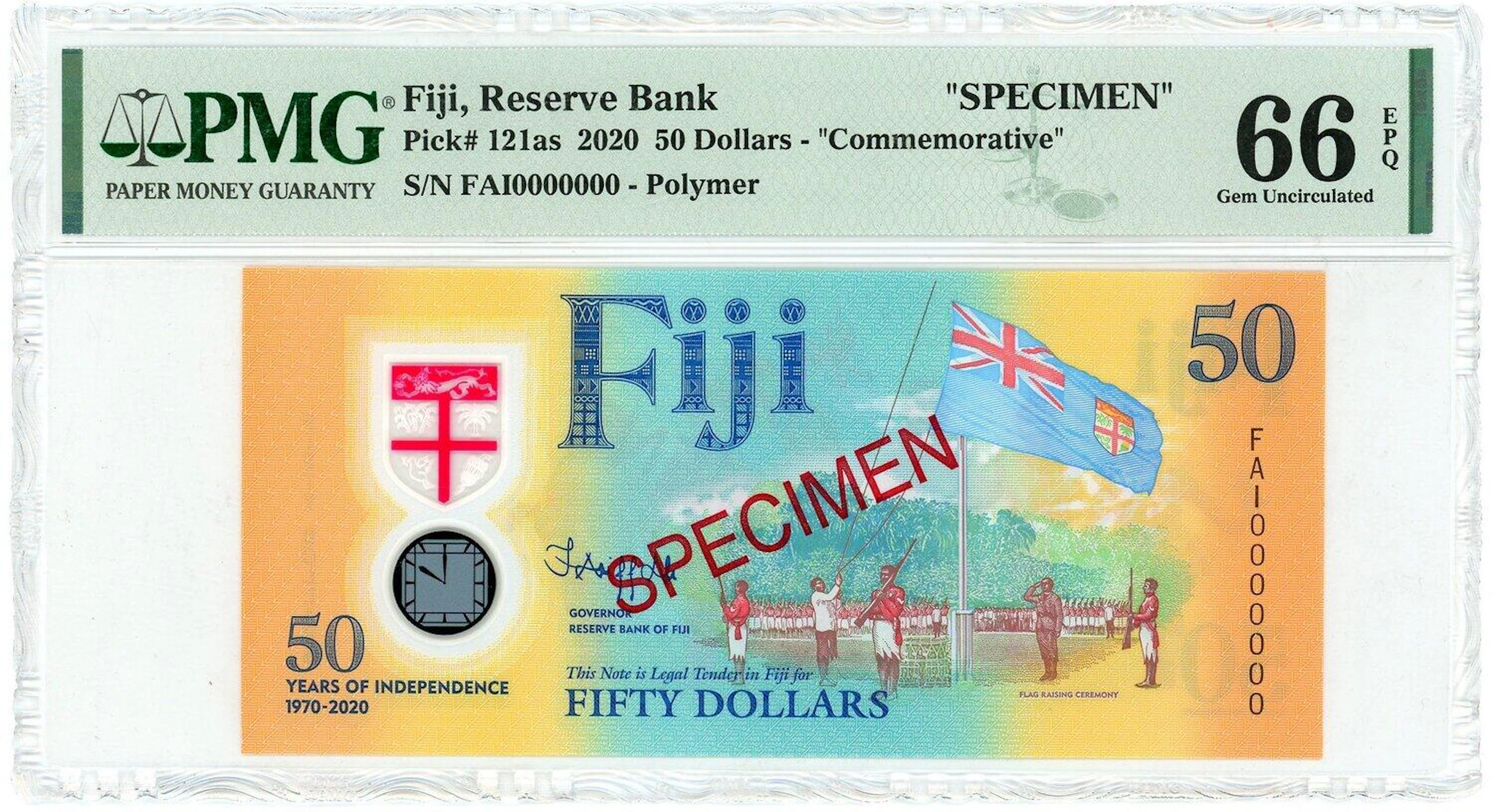Fiji 50 Dollars 2020 Specimen Commemorative PMG 66 EPQ Gem Uncirculated