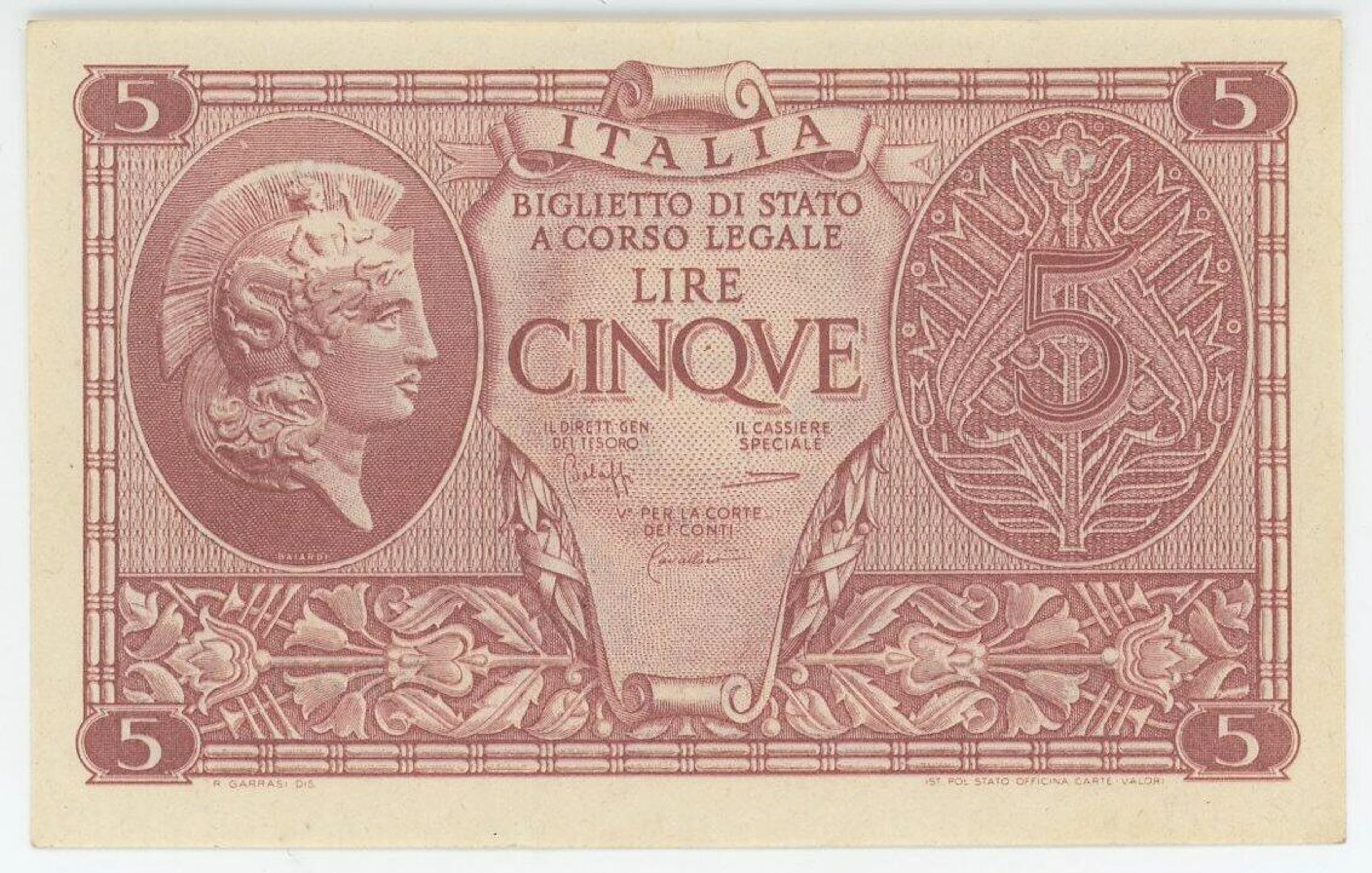 Italy 5 Lire 1944