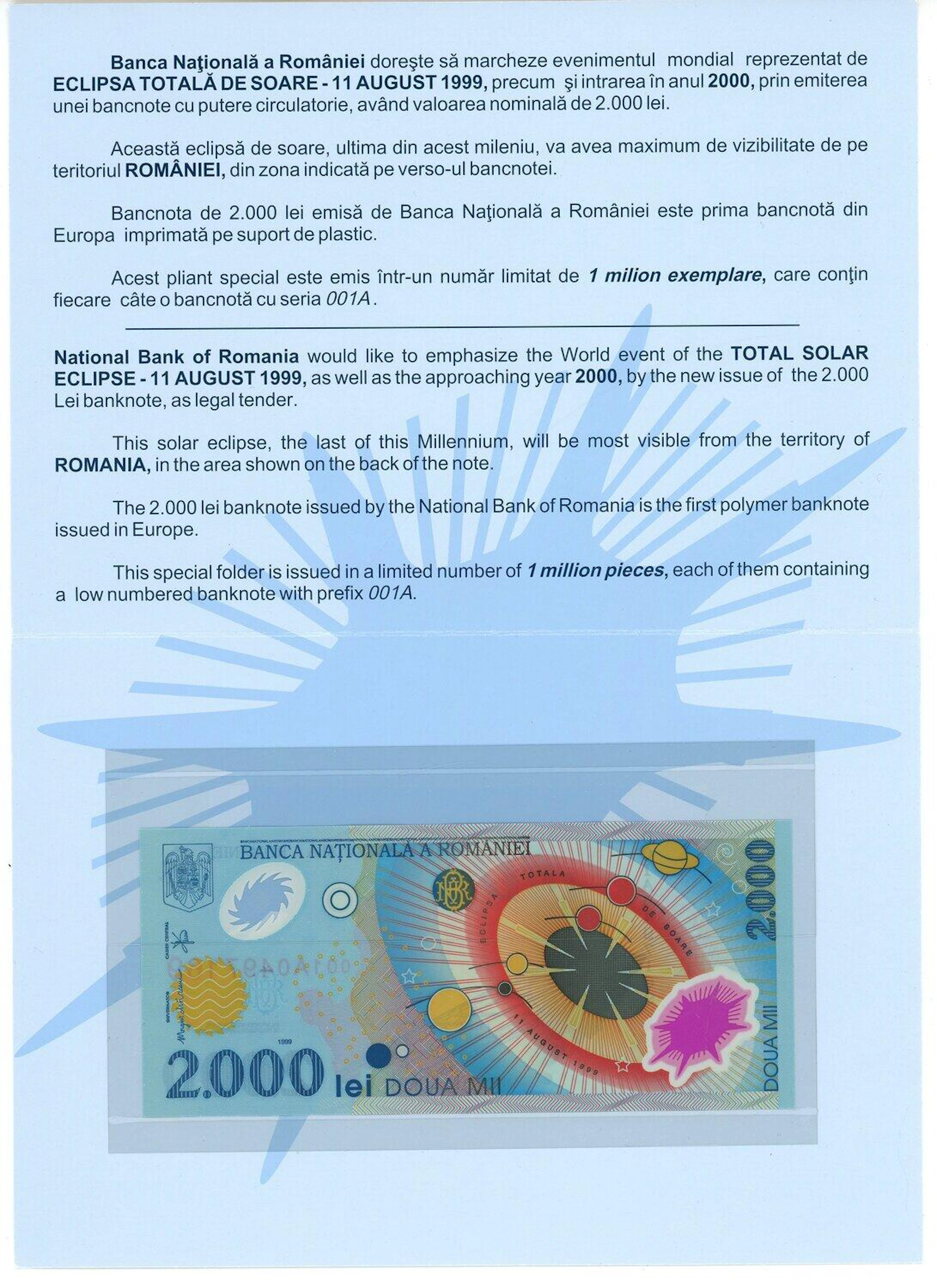 Romania 2000 Lei 1999 Commemorative