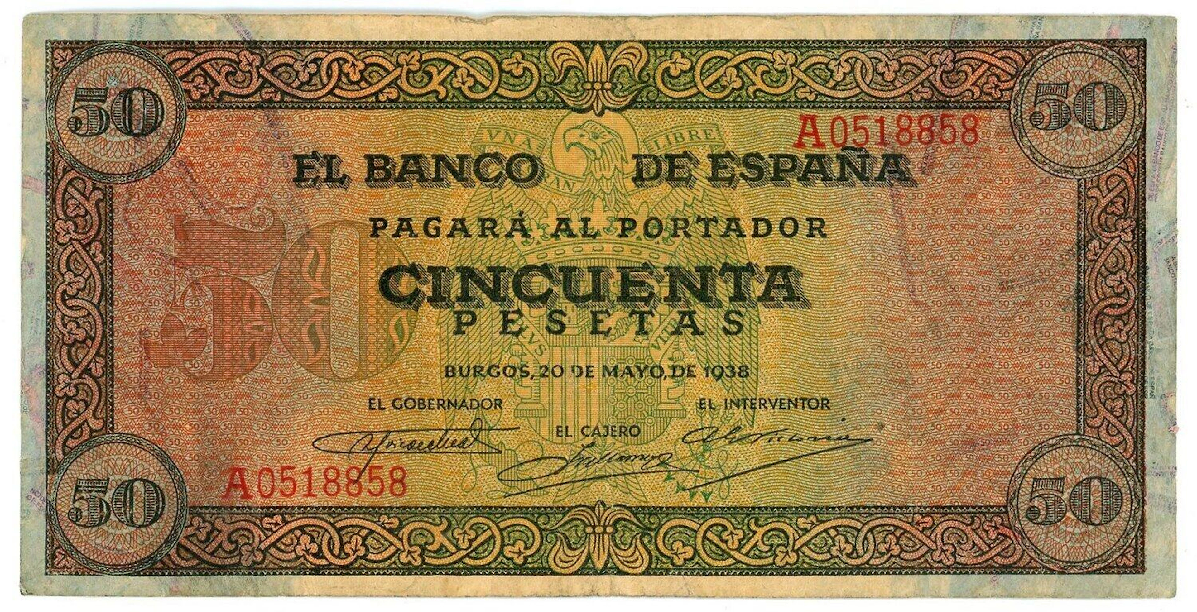 Spain 50 Pesetas 1938