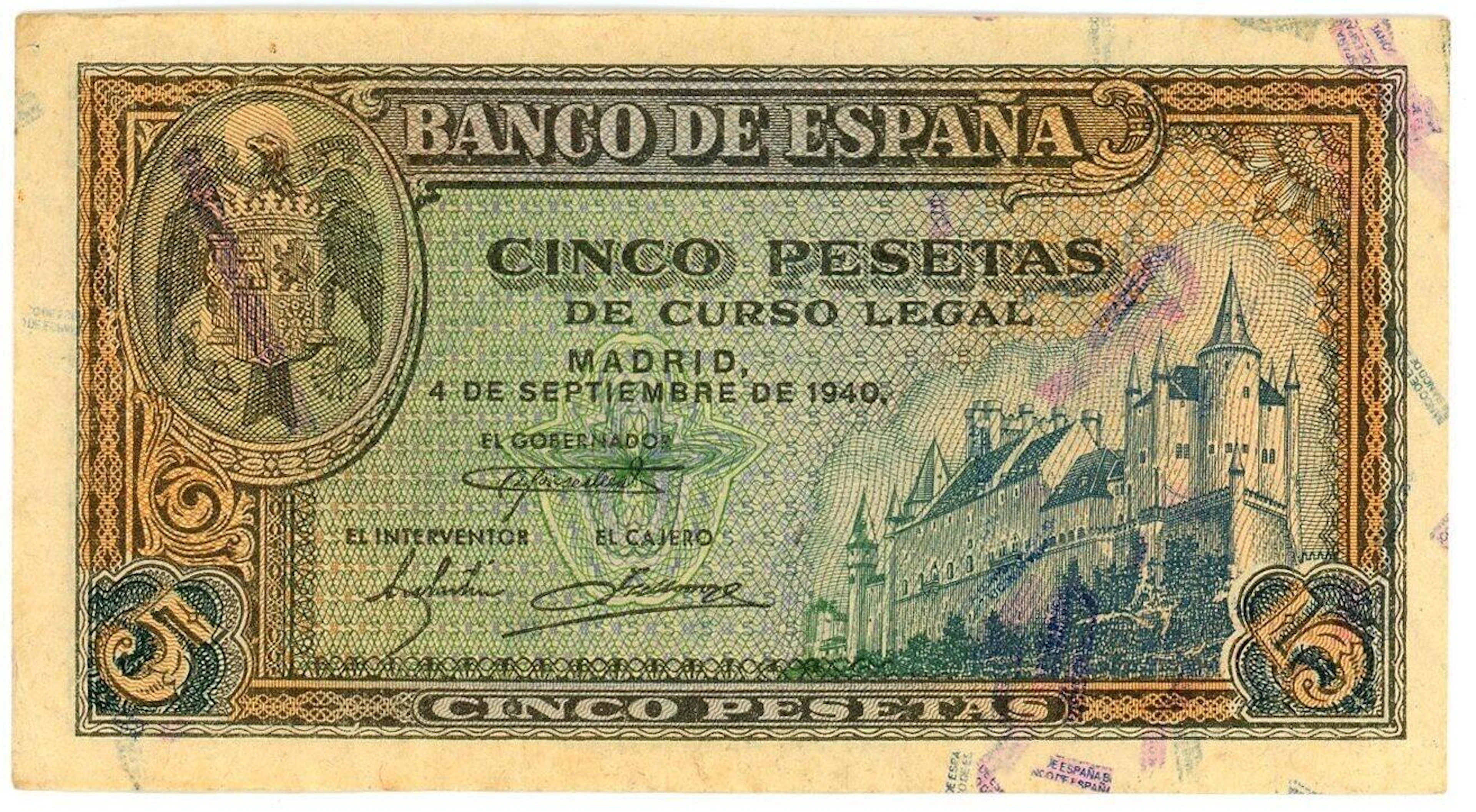 Spain 5 Pesetas 1940
