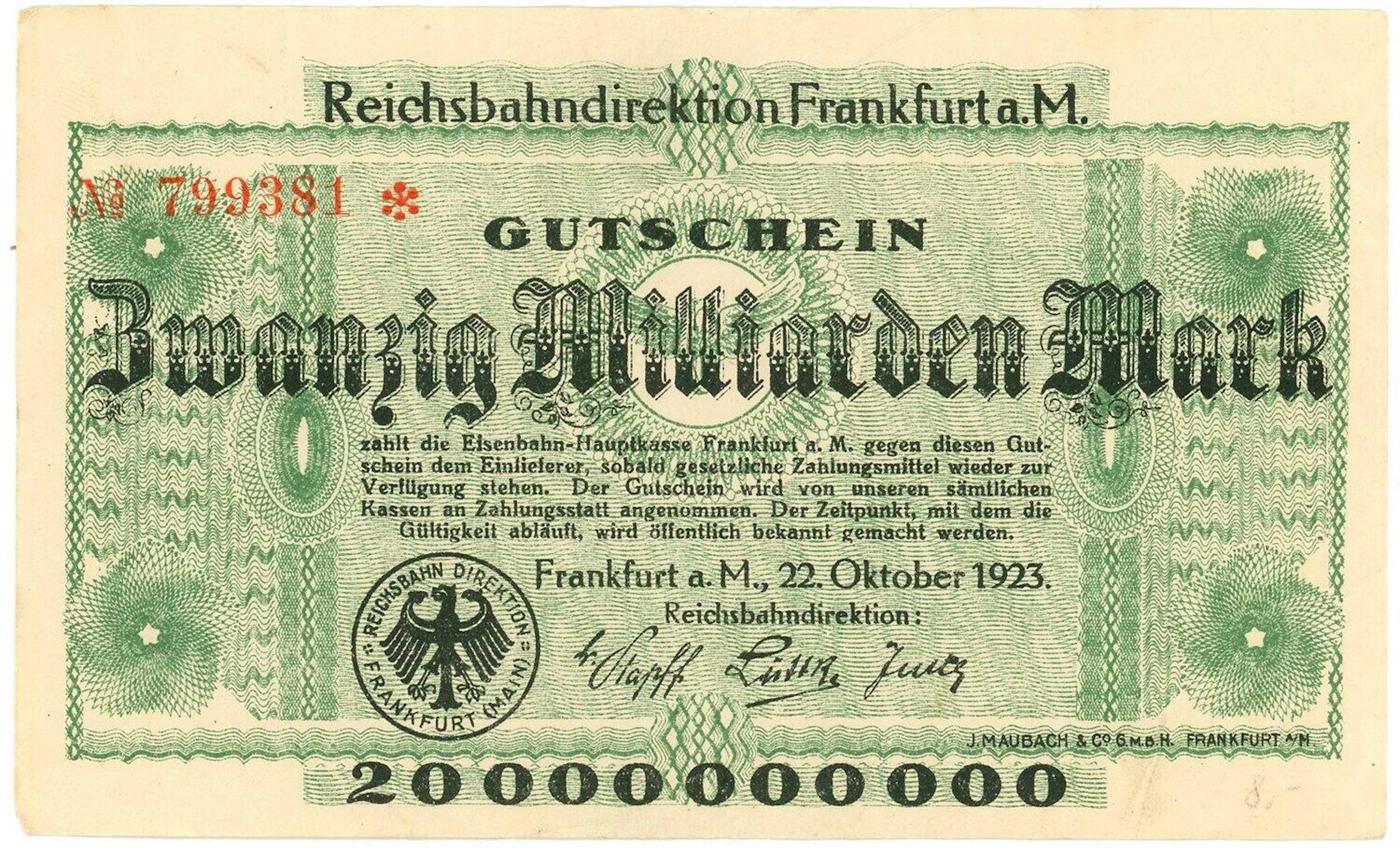 Germany - Weimar Republic Reichsbahndirektion Frankfurt...