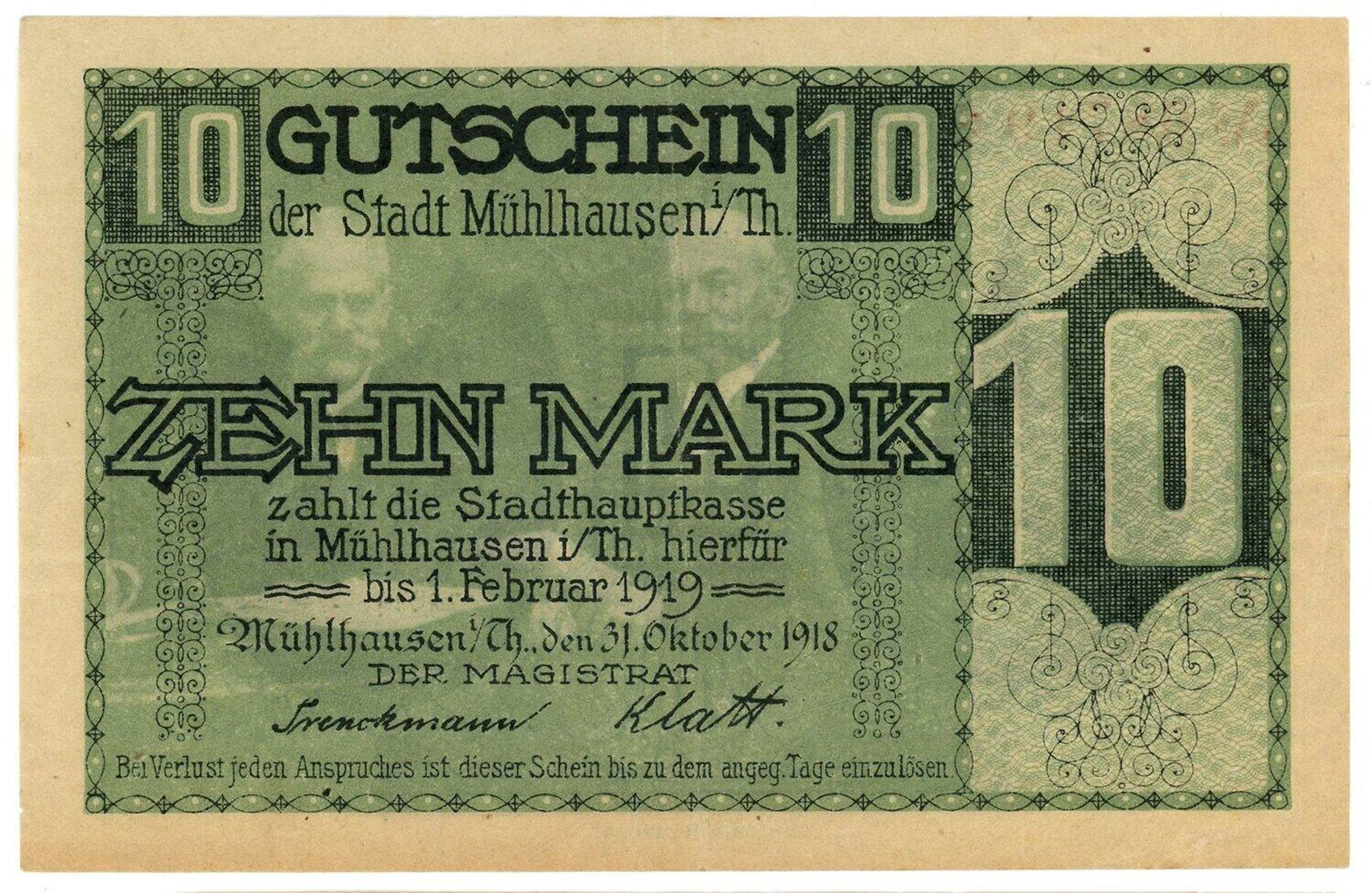 Germany - Weimar Republic Muhlhausen 10 Mark 1918