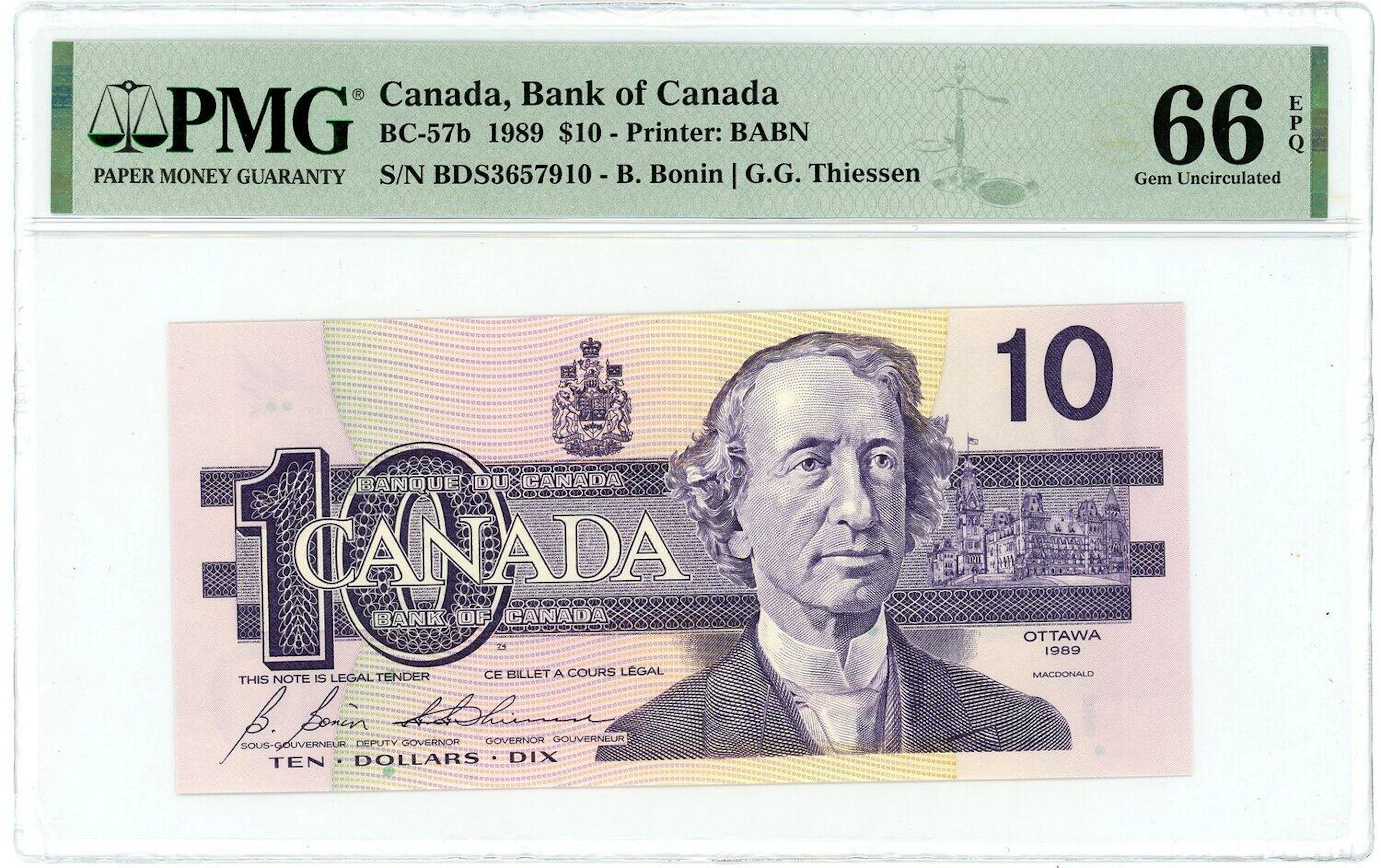 Canada 10 Dollars 1989 PMG 66 EPQ Gem Uncirculated