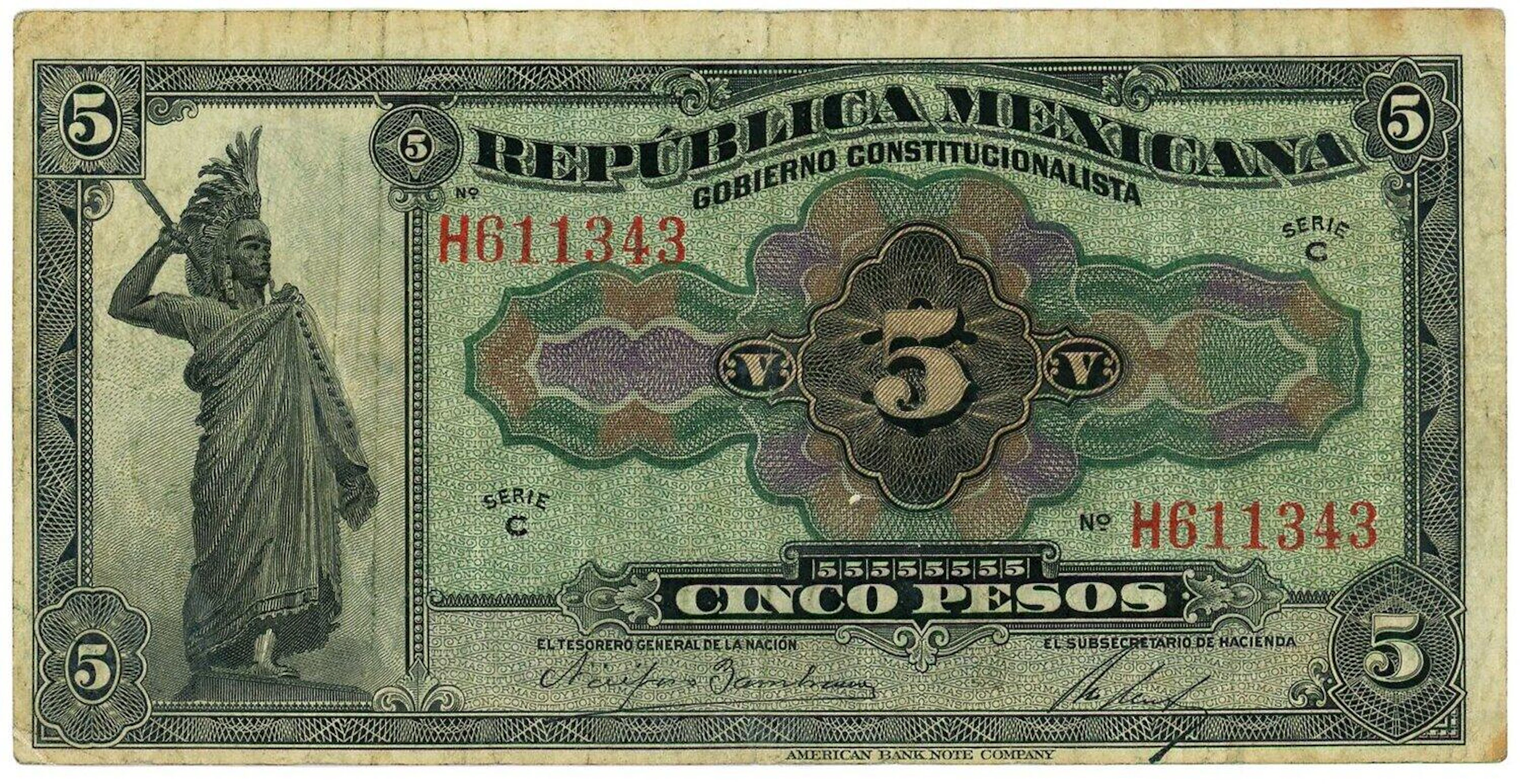Mexico Gobierno 5 Pesos 1915