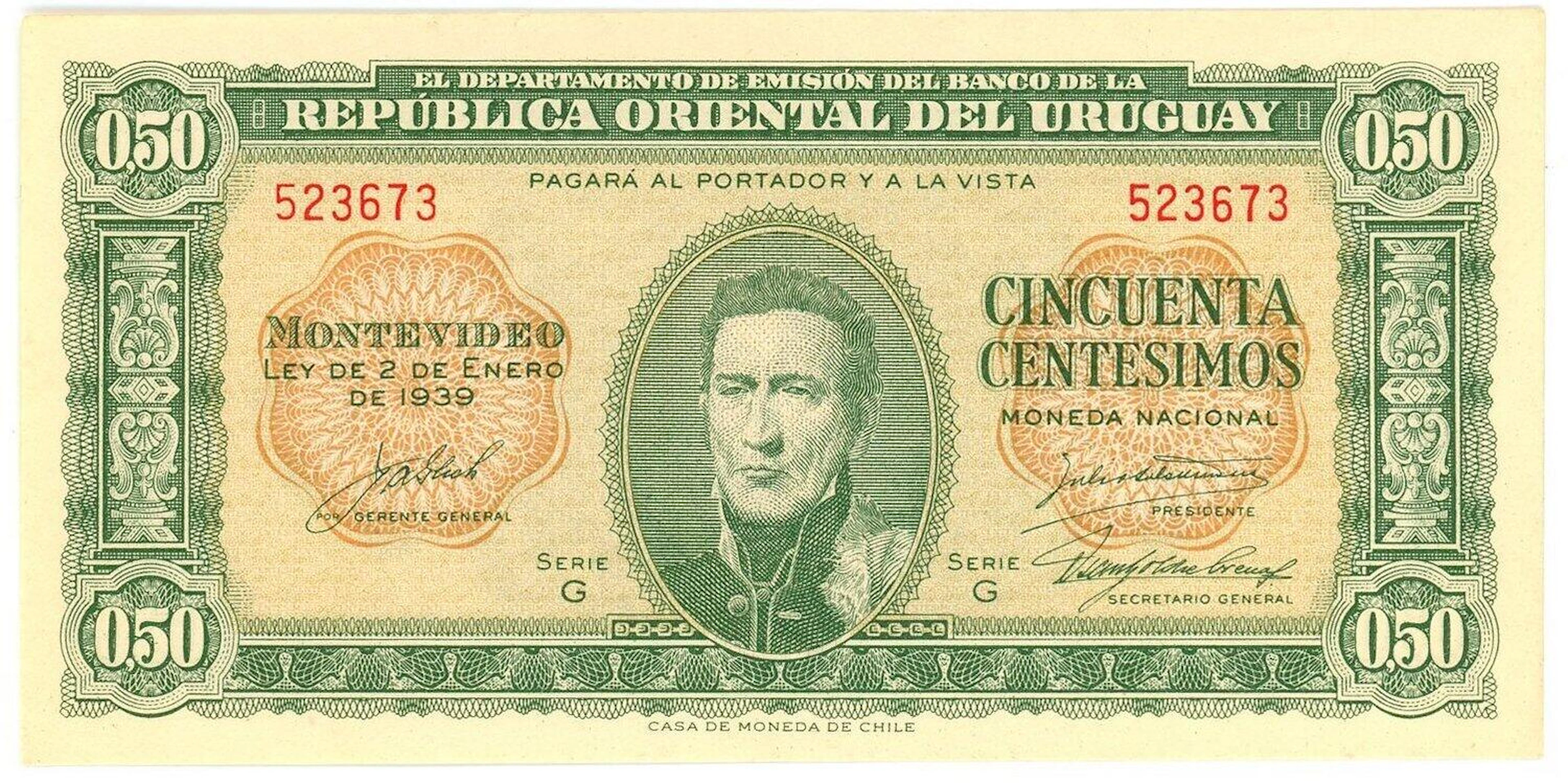 Uruguay 50 Centesimos 1939