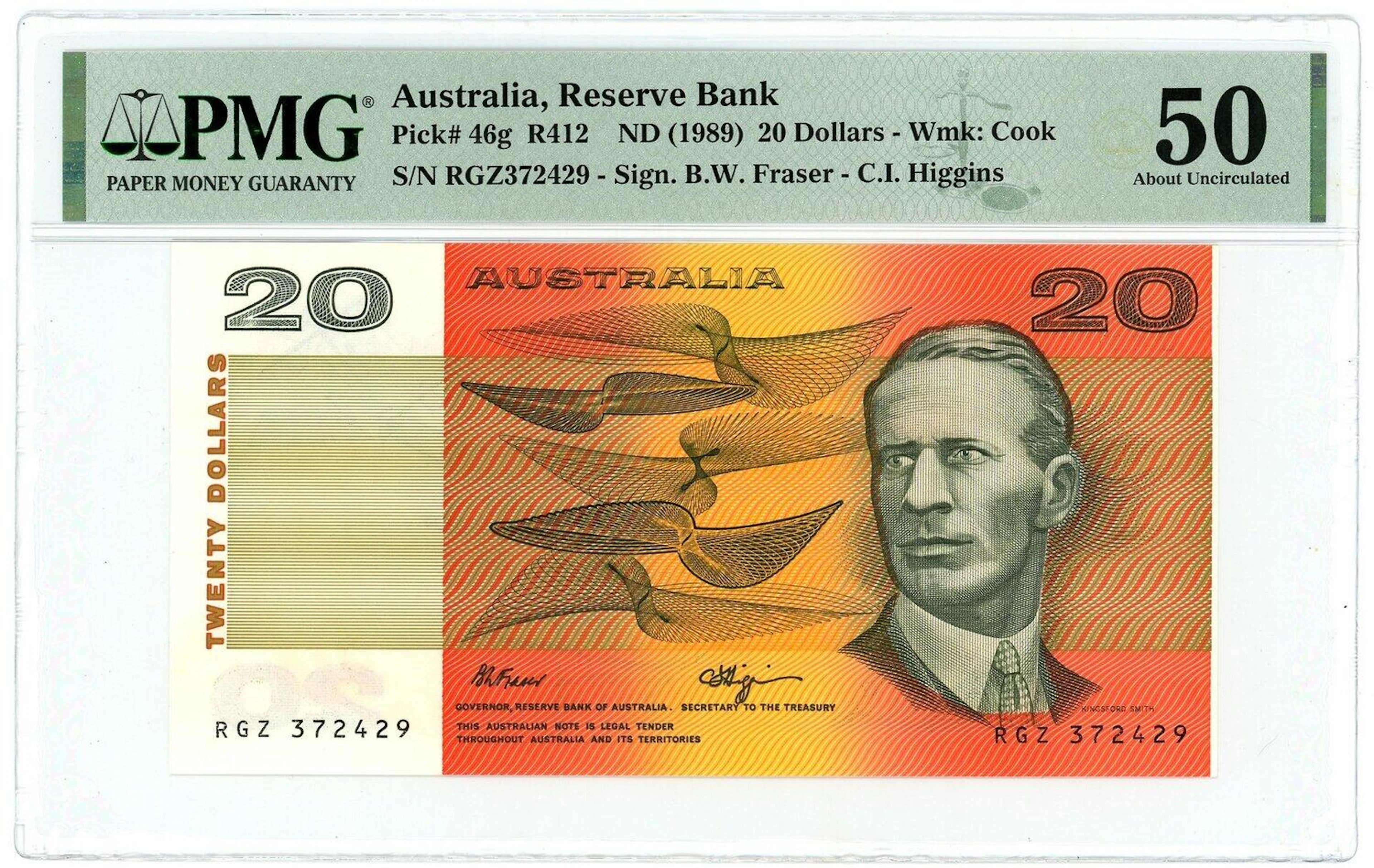 Australia 20 Dollars 1989 (ND) PMG 50 About Uncirculated