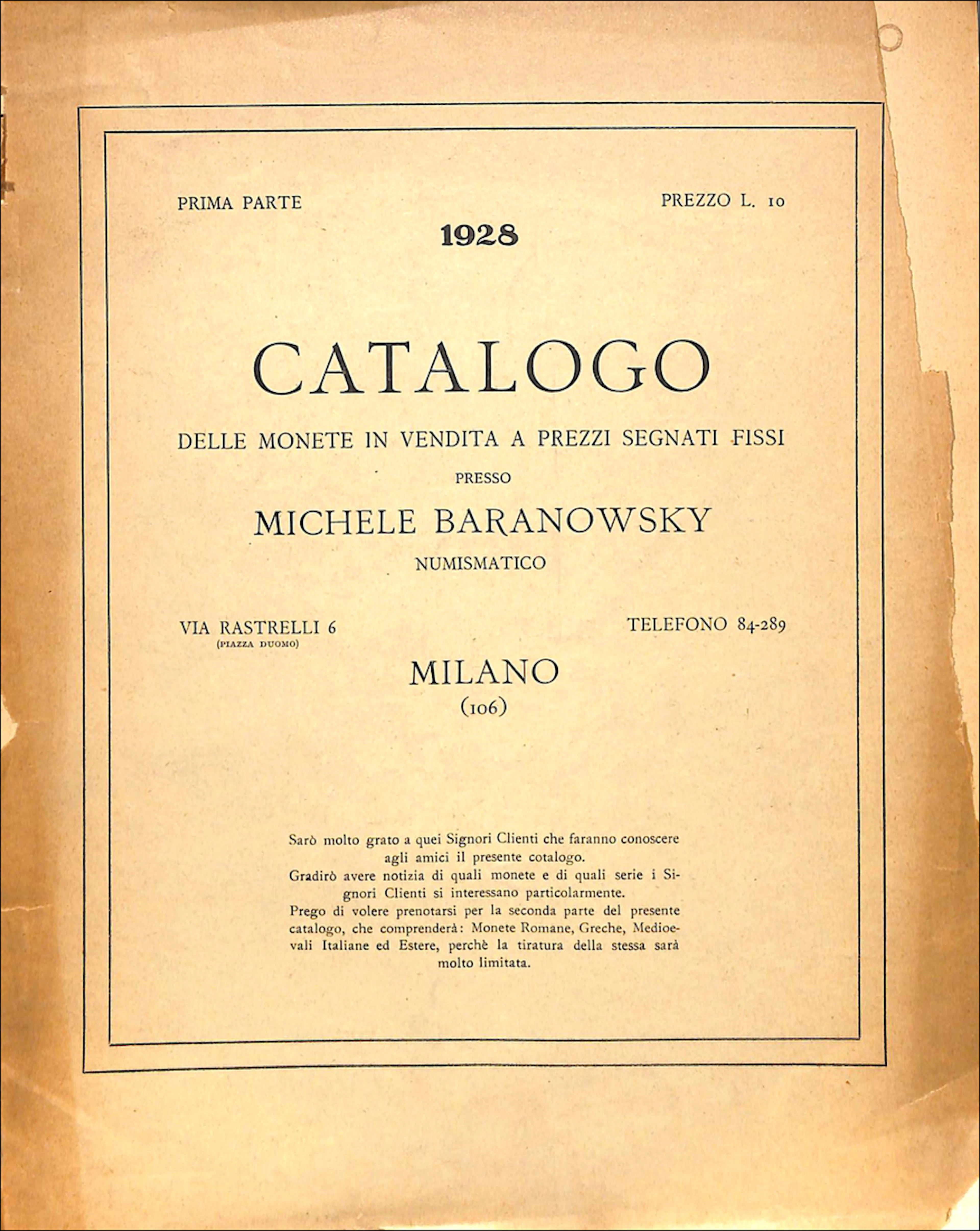 Catalogo delle monete in vendita a prezzi segnati fissi, prima parte