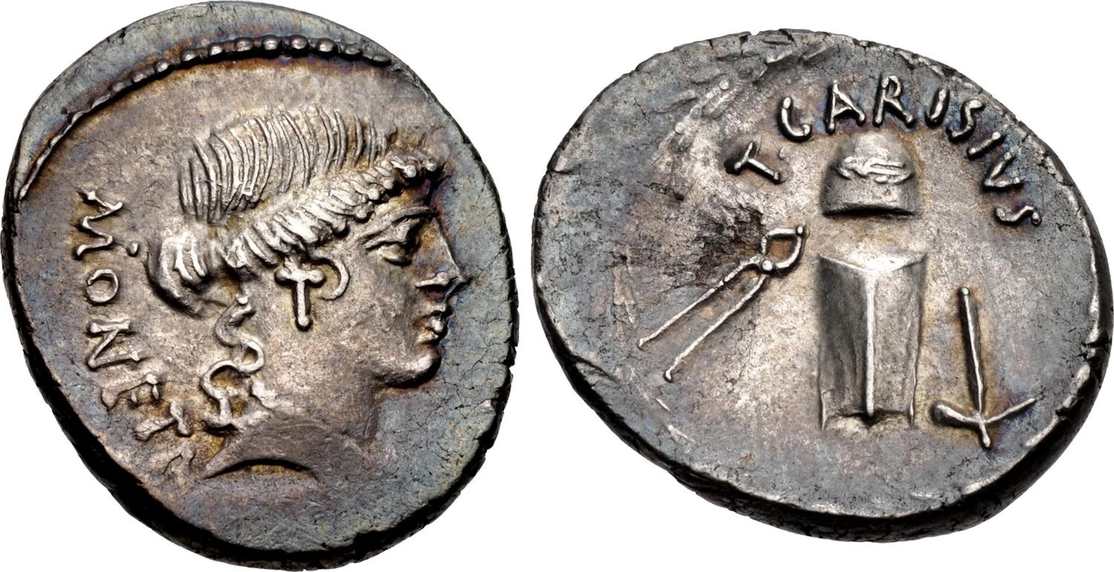 Moneyer issues of Imperatorial Rome. T. Carisius.