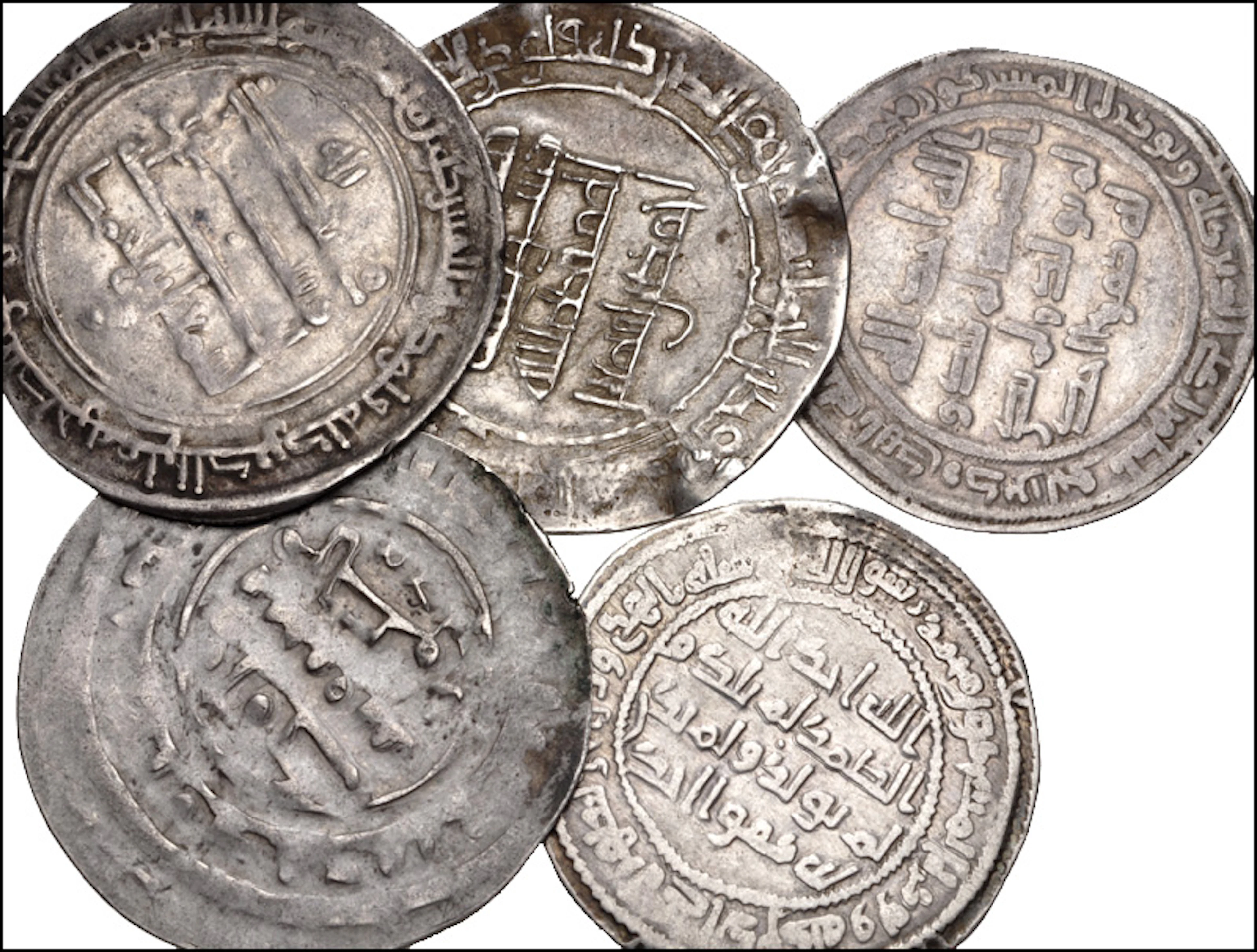ISLAMIC. Miscellaneous. Lot of five (5) AR dirhams.