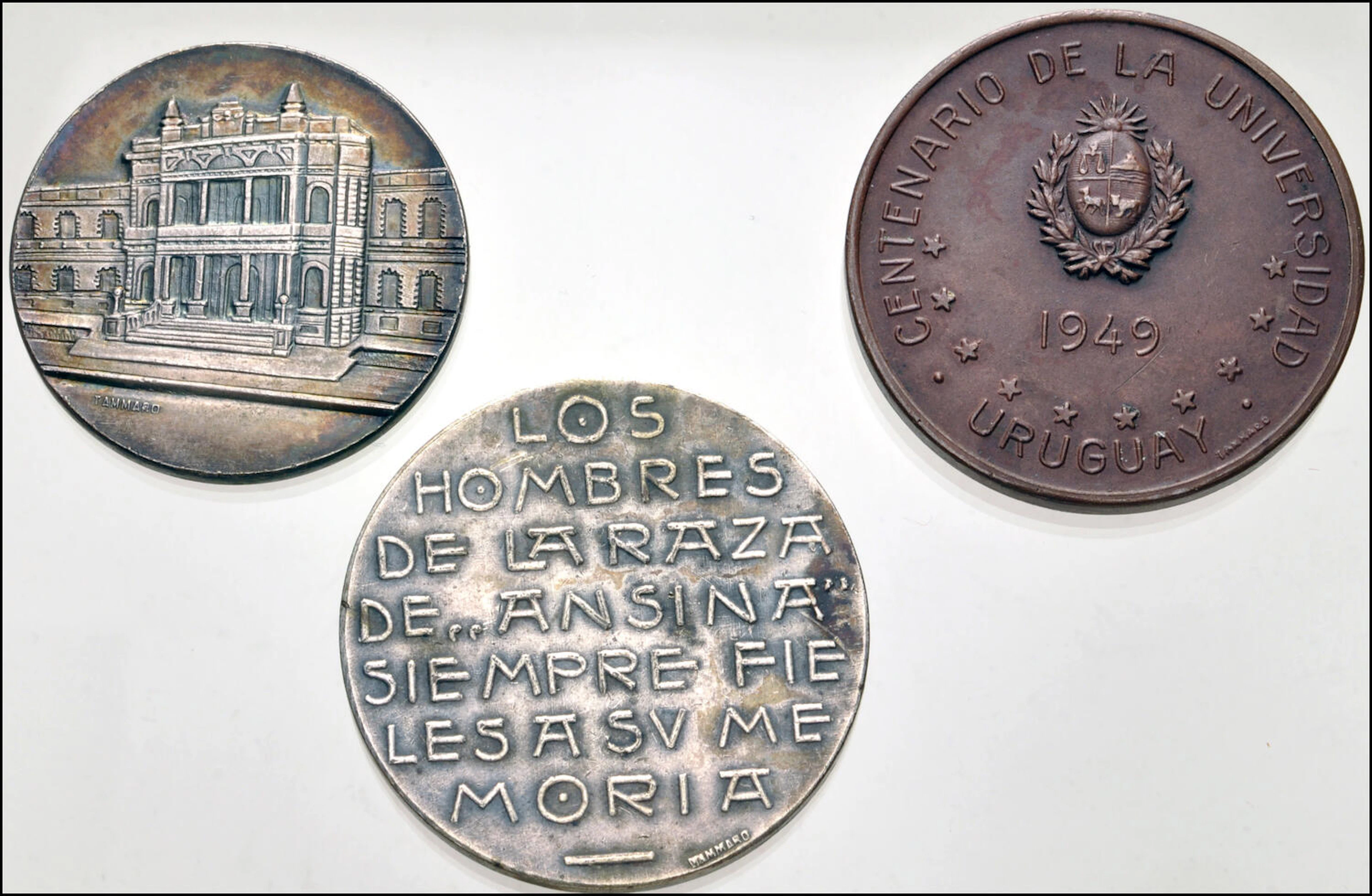 MEDALS. Uruguay. Lot of three (3) silver and bronze medals.