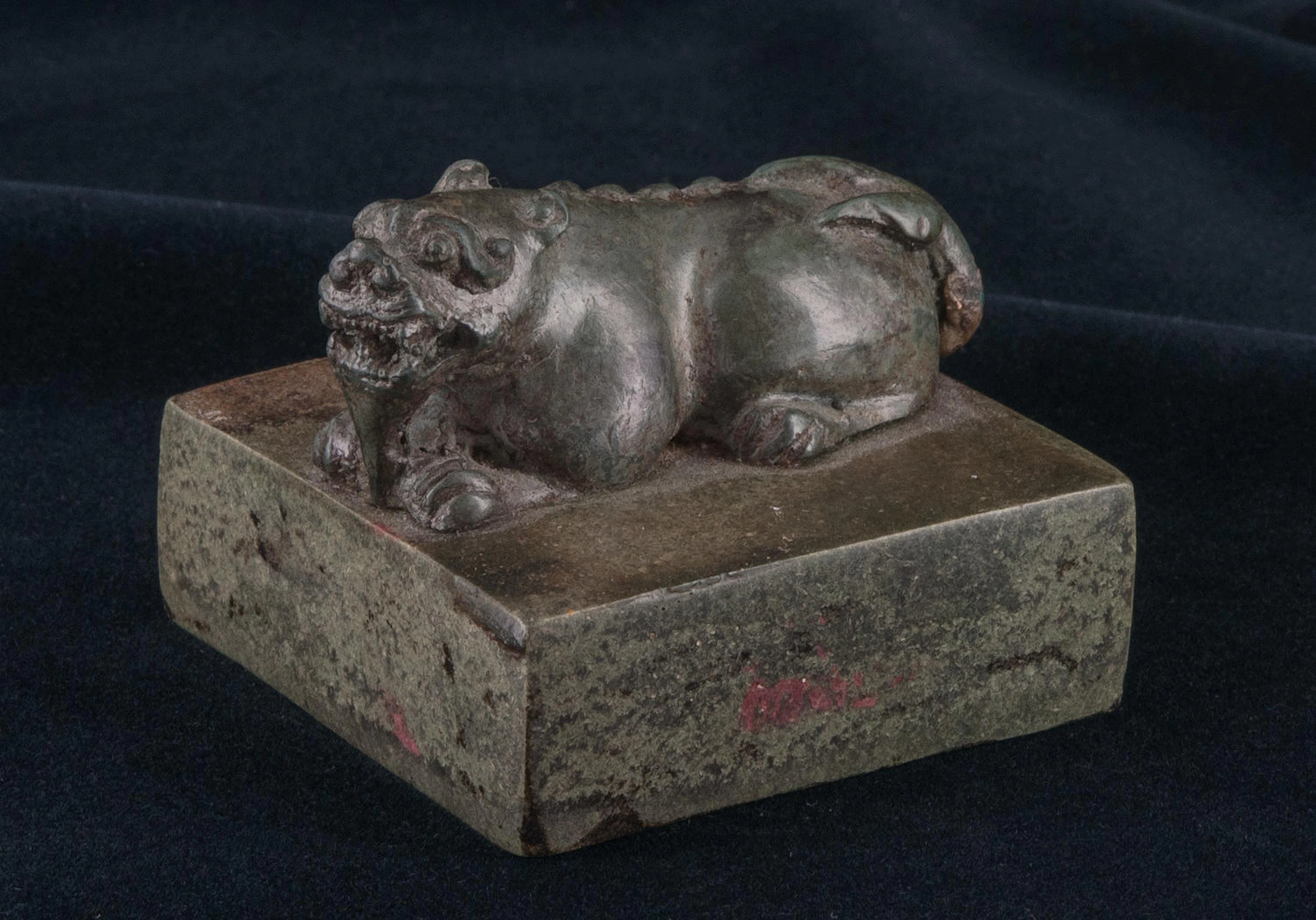 A very fine and important bronze seal in the shape of a Lion-dog