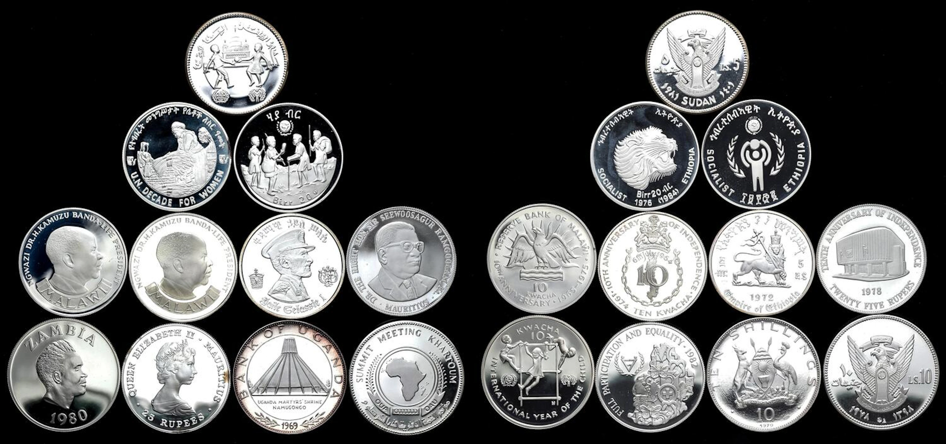 Lot of African Silver Coins アフリカ各国の銀貨 / MALAWI マラウィ...