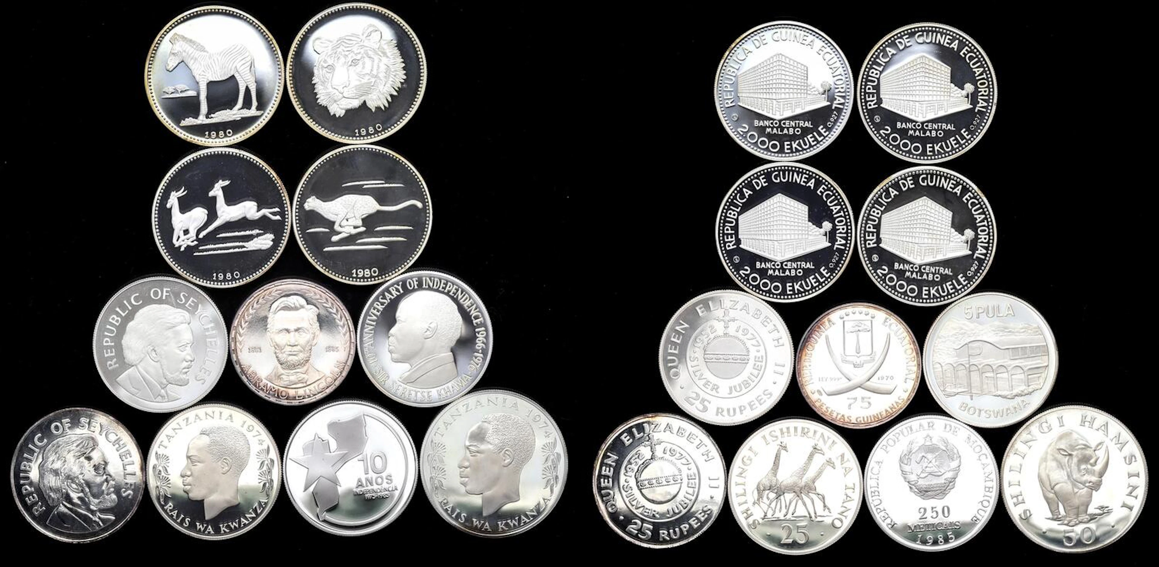 Lot of Africa Silver Coins アフリカ各国の銀貨 / SEYCHELLES セイシェル...