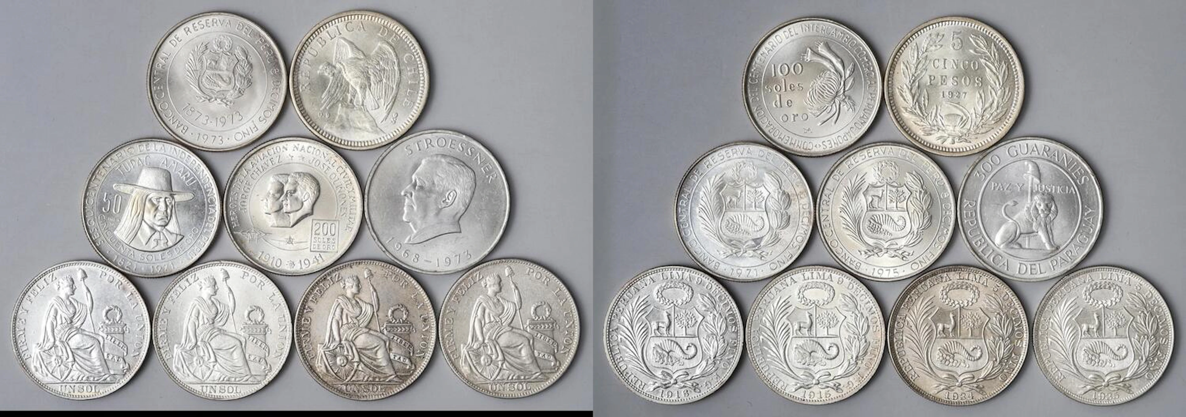 Lot of Middle ＆South American silver coins 中南米の銀貨 / PERU...