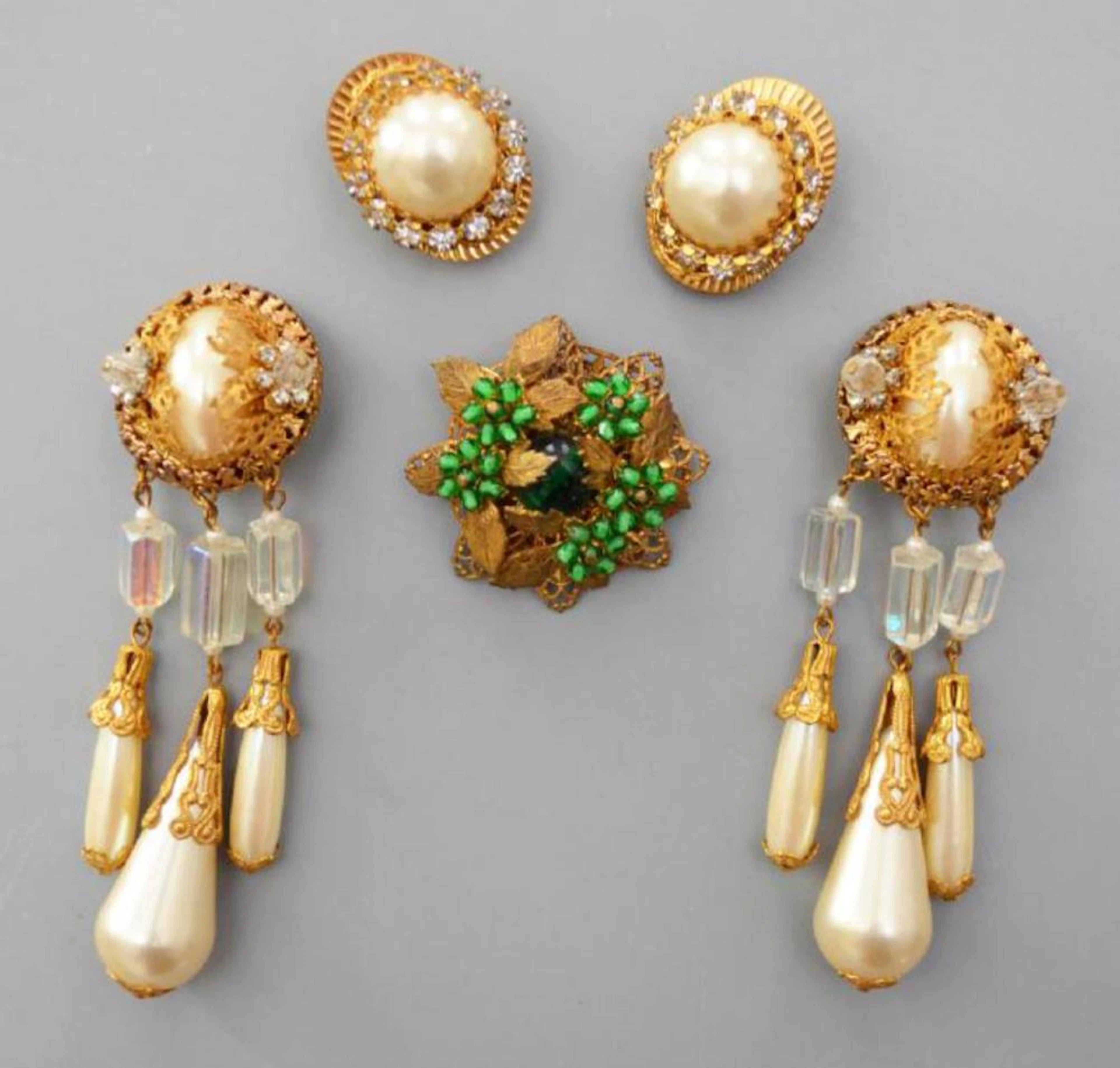 Stanley Hagler Pin & 2 Pairs of Earrings
