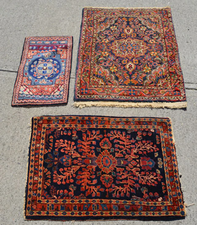 3 Lovely Vintage oriental scatter Rugs / Carpets