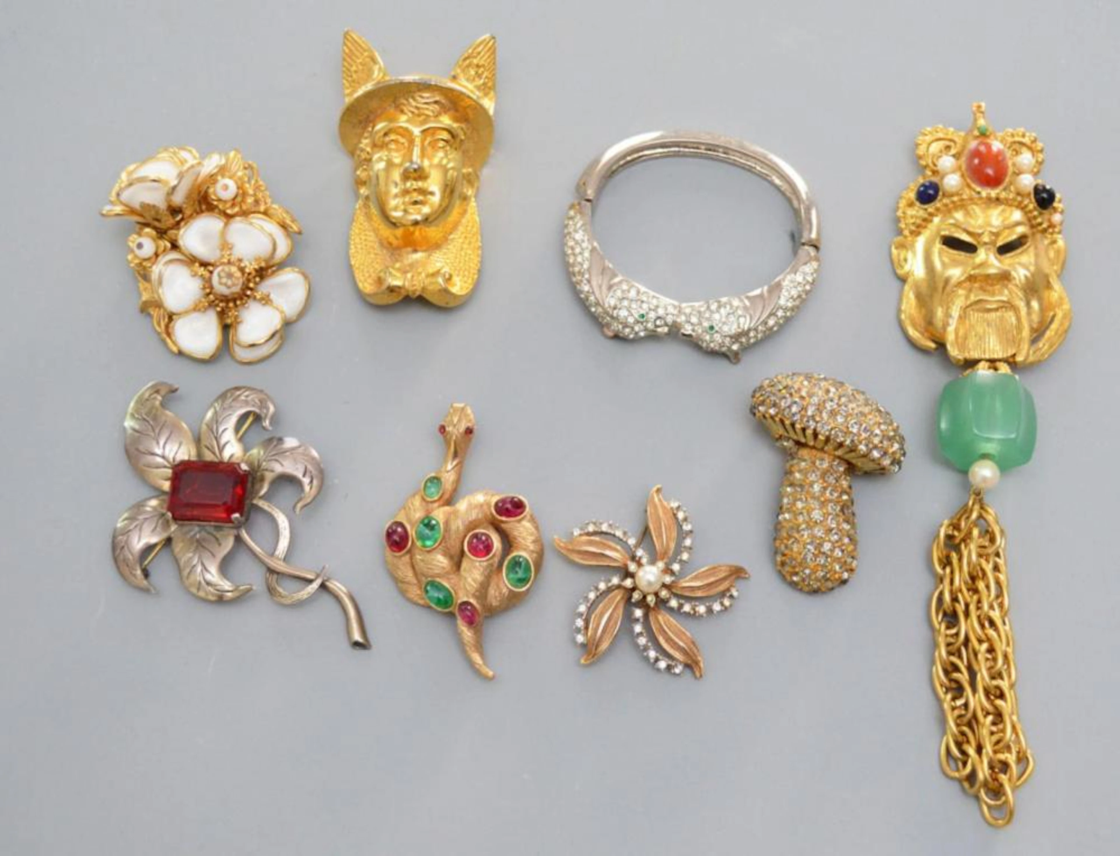 Group of Signed Costume Jewelry (Pins, Bracelet)