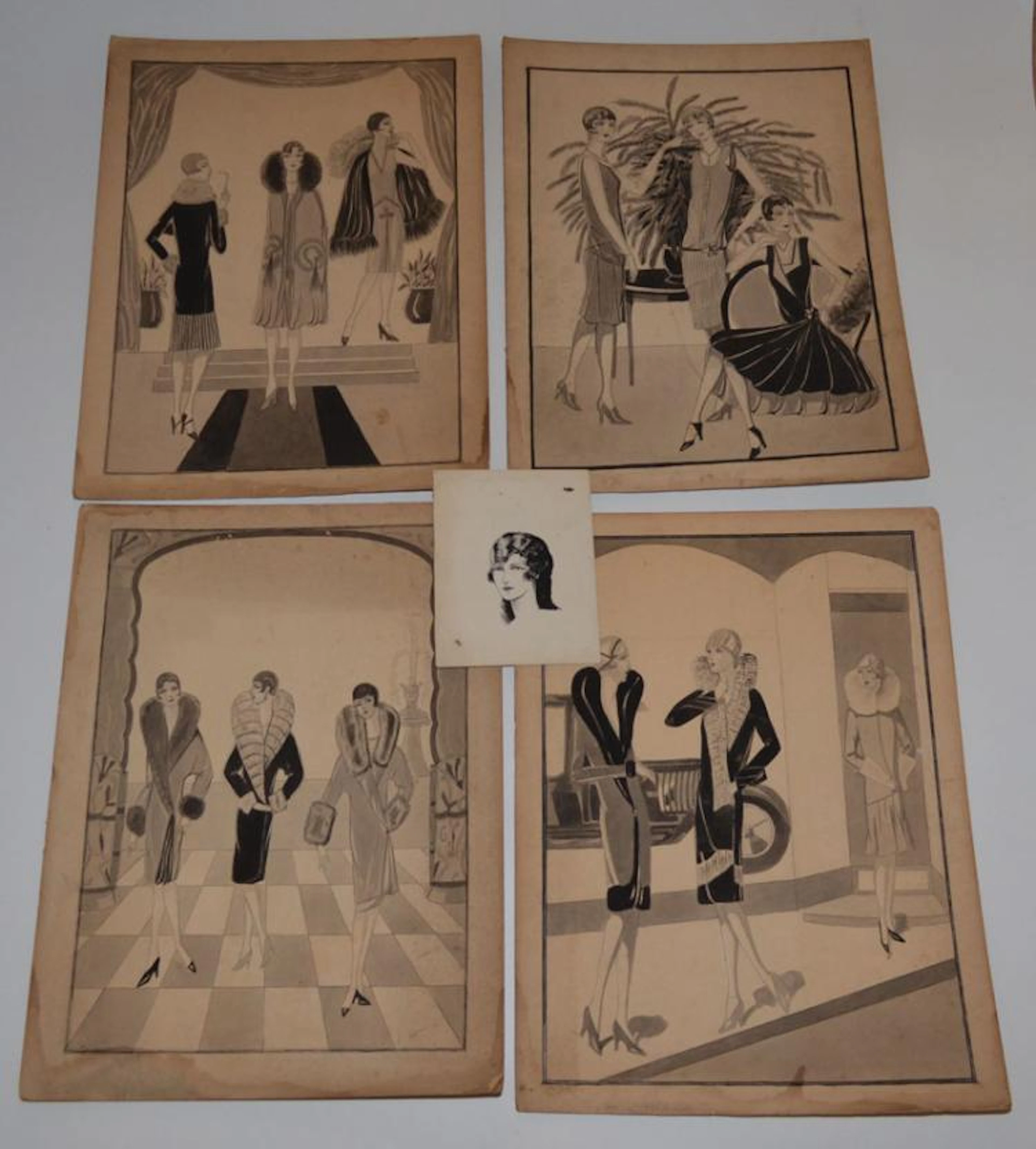 Large Collection Of 1920's Costume / Fashion Drawings
