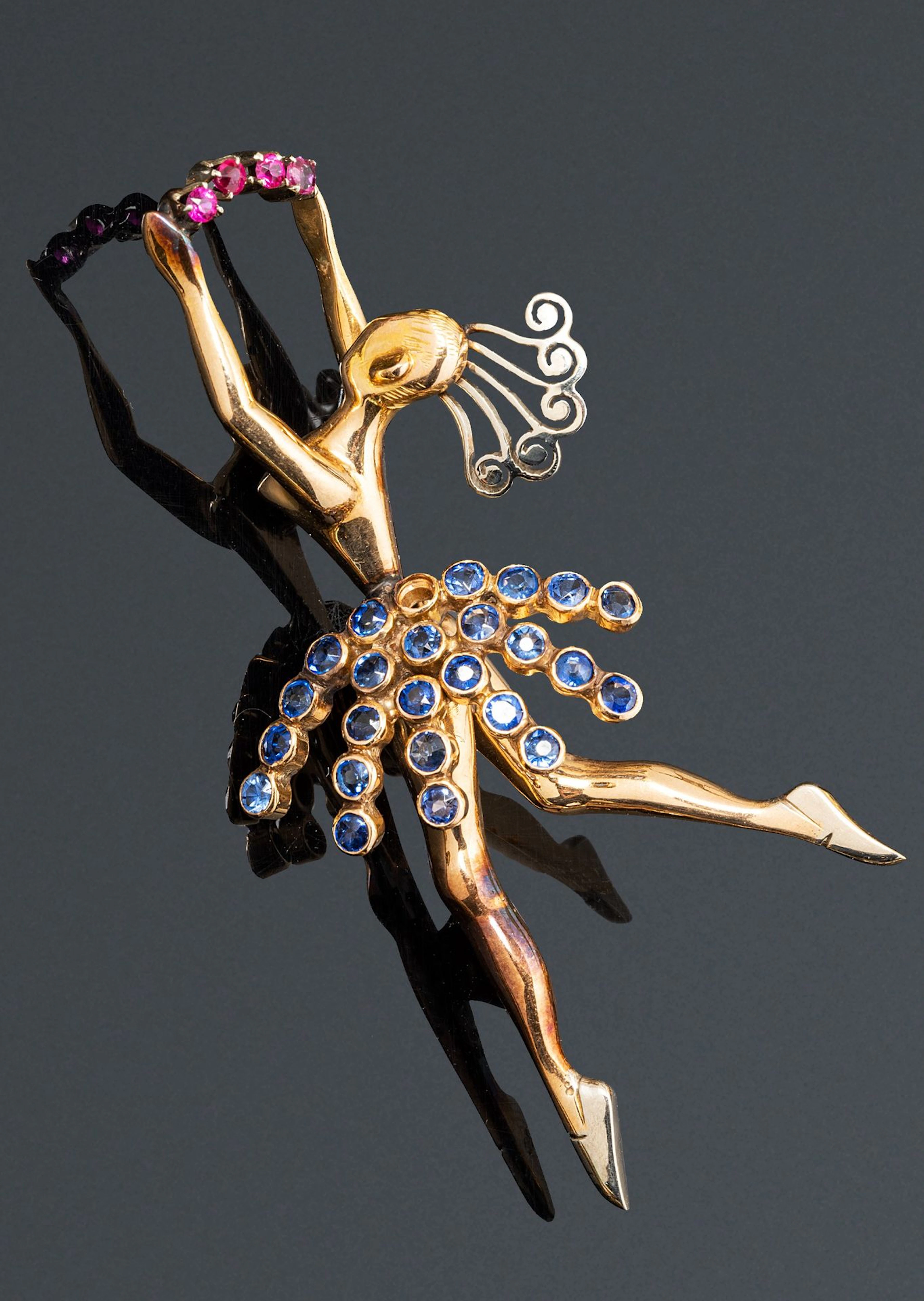 Broche en or jaune et or gris 18K (750) stylisée... - Lot 163 - Rossini