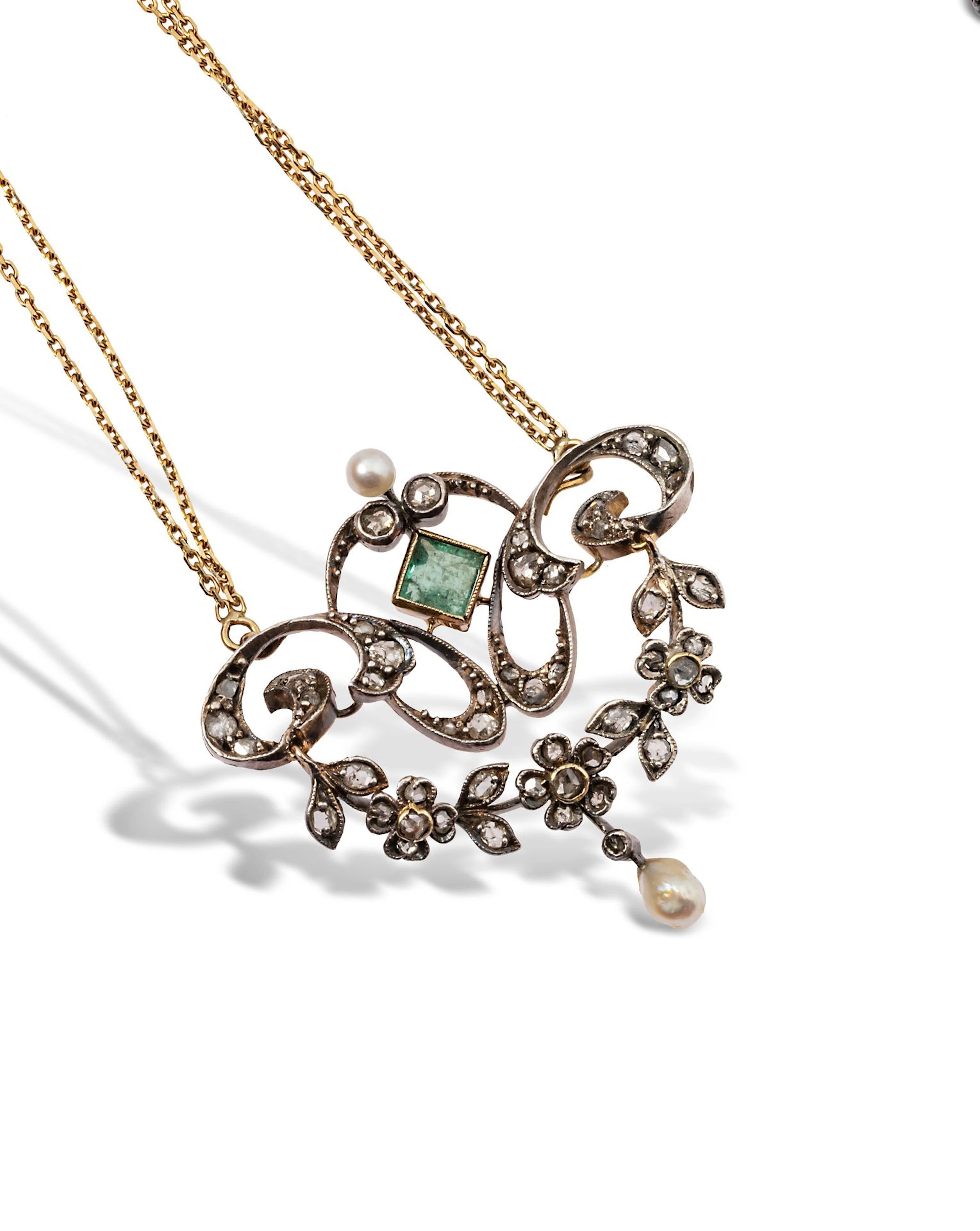 Pendentif-broche en or 18K (750) et argent... - Lot 83 - Rossini